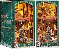 Vista 1 de RONSTONE - Kit de manualidades para rincón de lectura DIY - Kit de casa de muñecas navideña en miniatura 3D, rompecabezas de madera con luz LED