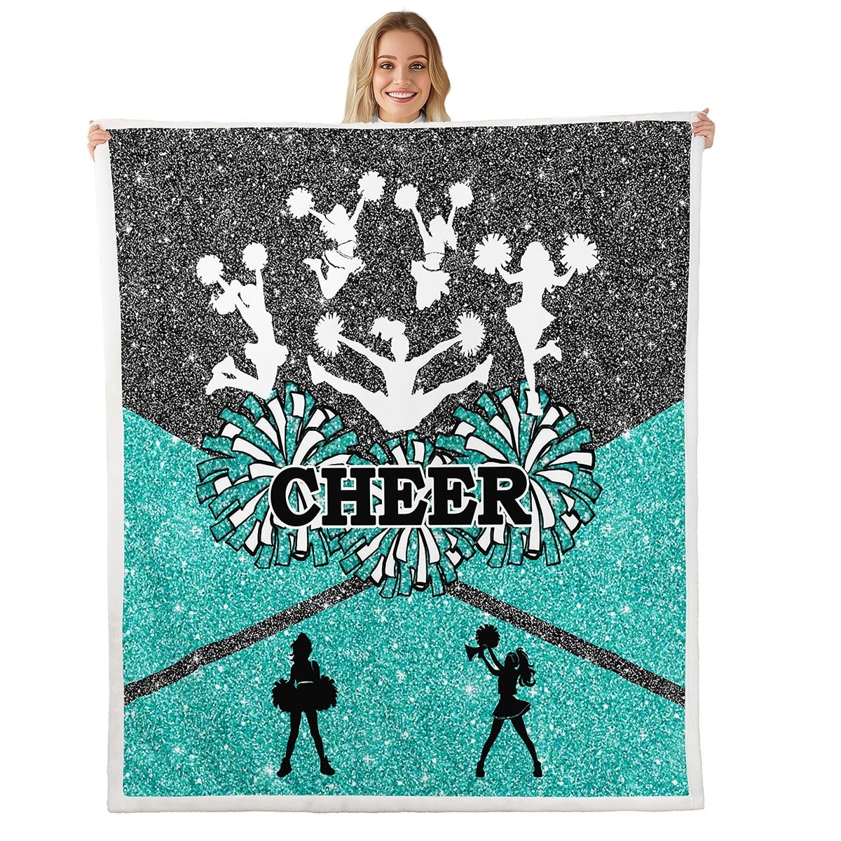 Couverture en flanelle de luxe à paillettes pour grand lit bicolore