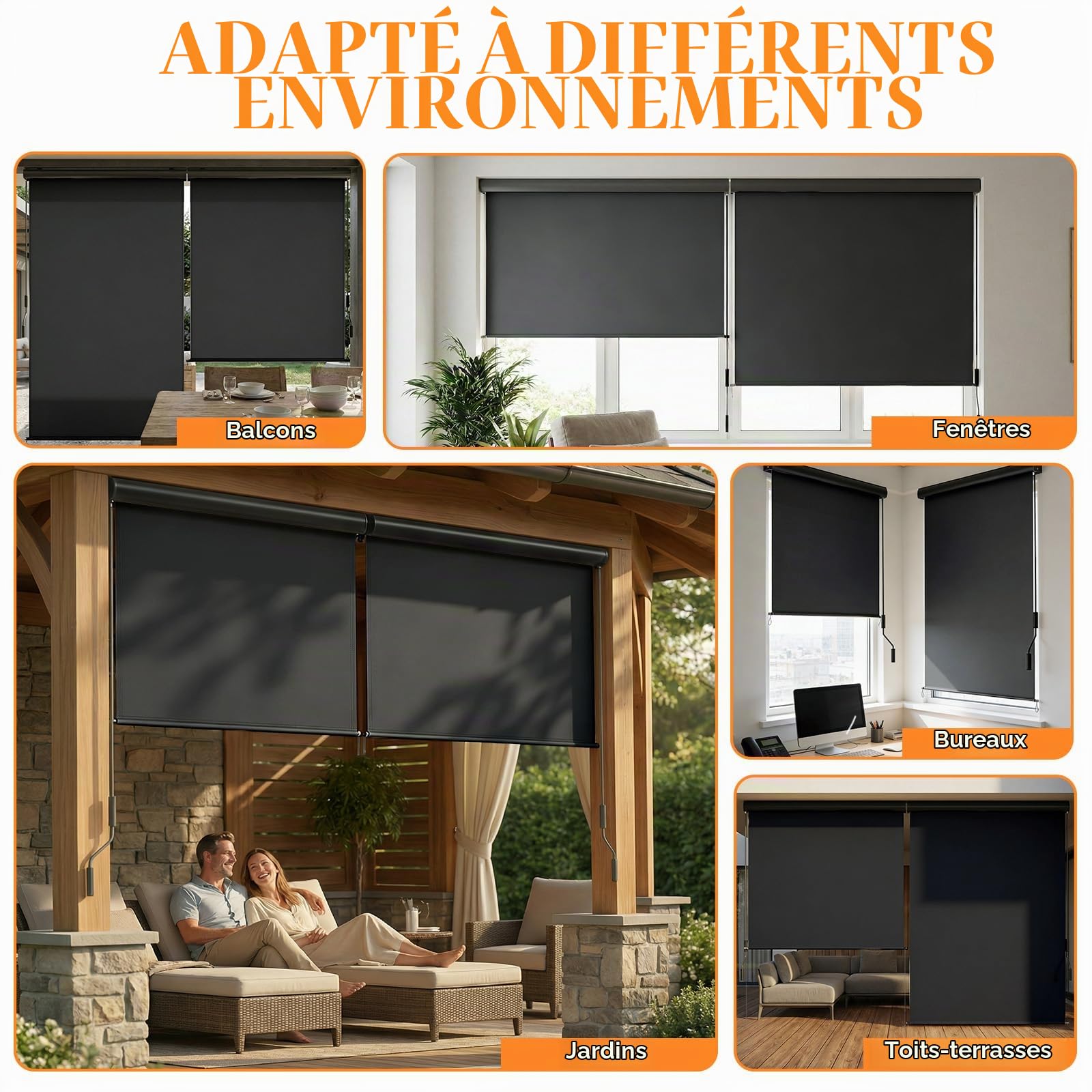 Huracan Store Vertical Extérieur 160 x 250 cm, Protection Solaire en Aluminium avec Manivelle, Résistant à l'eau, Store de Jardin, Store de Terrasse, Balcon Brise-Vue, Anthracite