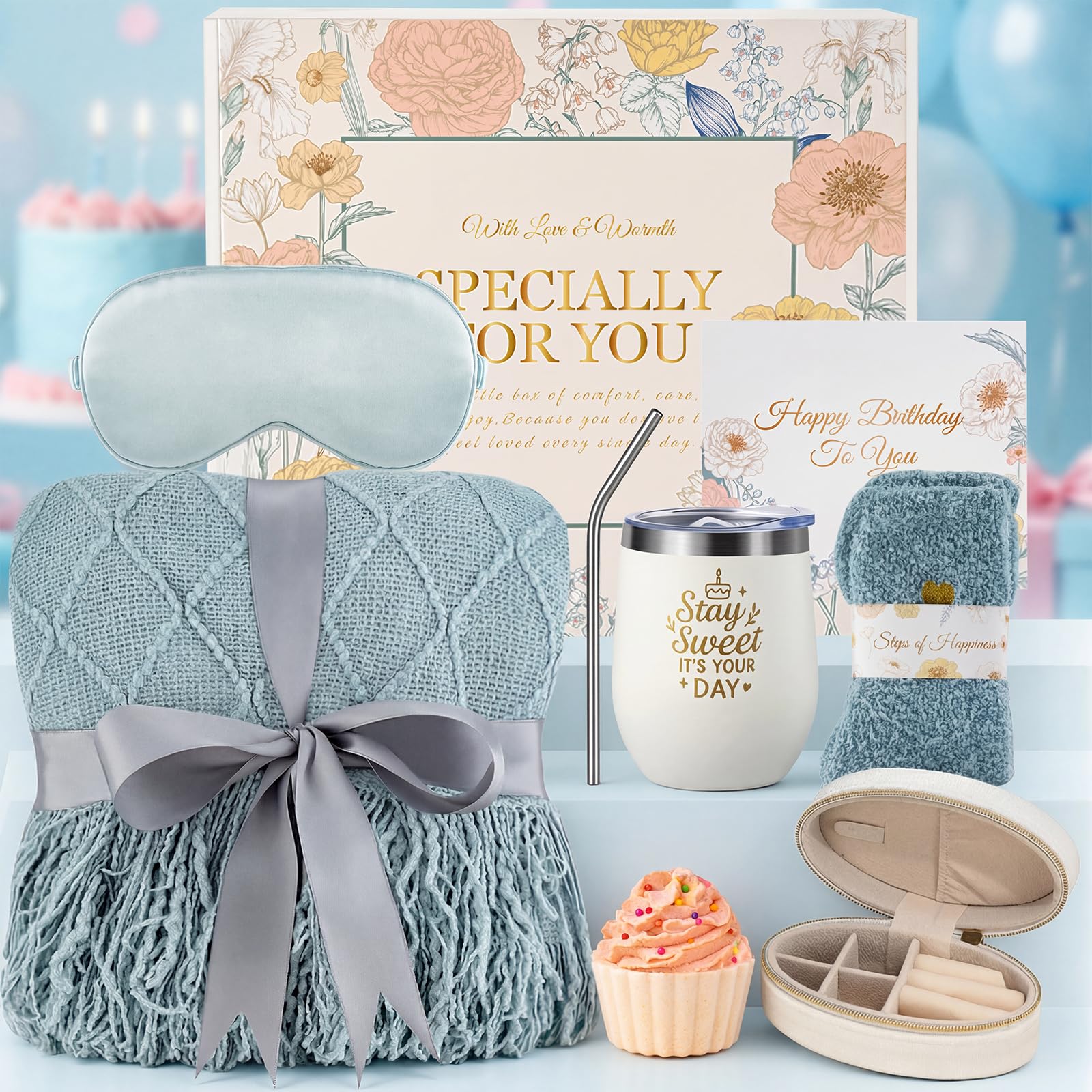 YEERSWAG Birthday Gifts for Women, Self Care Package Unique Happy Birthday Basket for Her Mom Best Friends Wife Sister Boss, Get Well Soon Gift