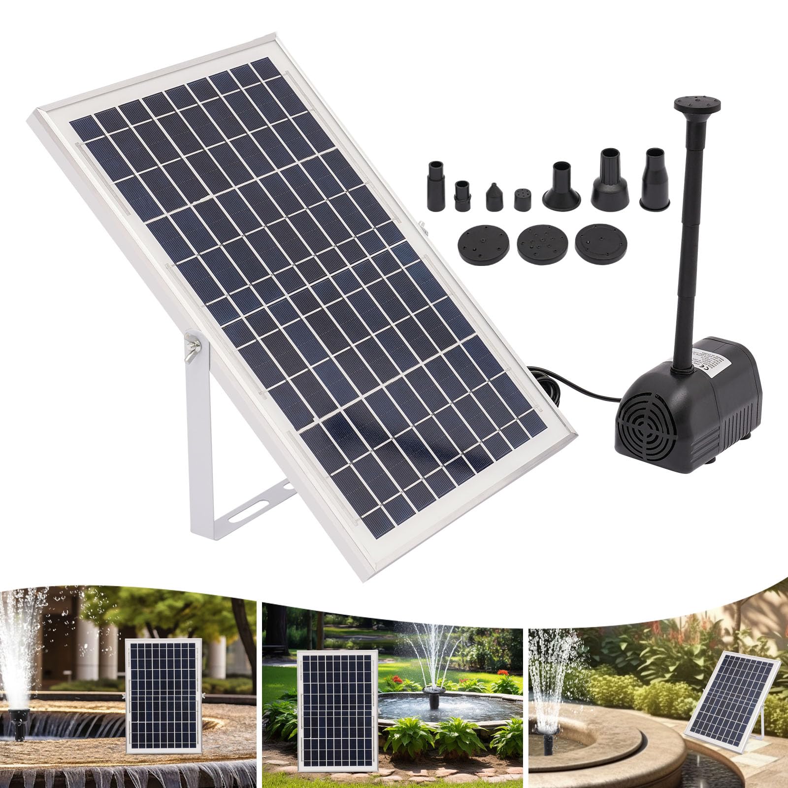 Fontana solare per laghetto 1000 l/h 17 V 10 W pompa per giardino BG100159