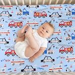 Baby Crib Sheet 2 Pack 28in x 52in - Fitted Cotton Crib Sheets Fitted Crib Sheet Set Machine Washable Hypoallergenic, Baby Crib Sheets Easy Care(Car & Dinosaur)