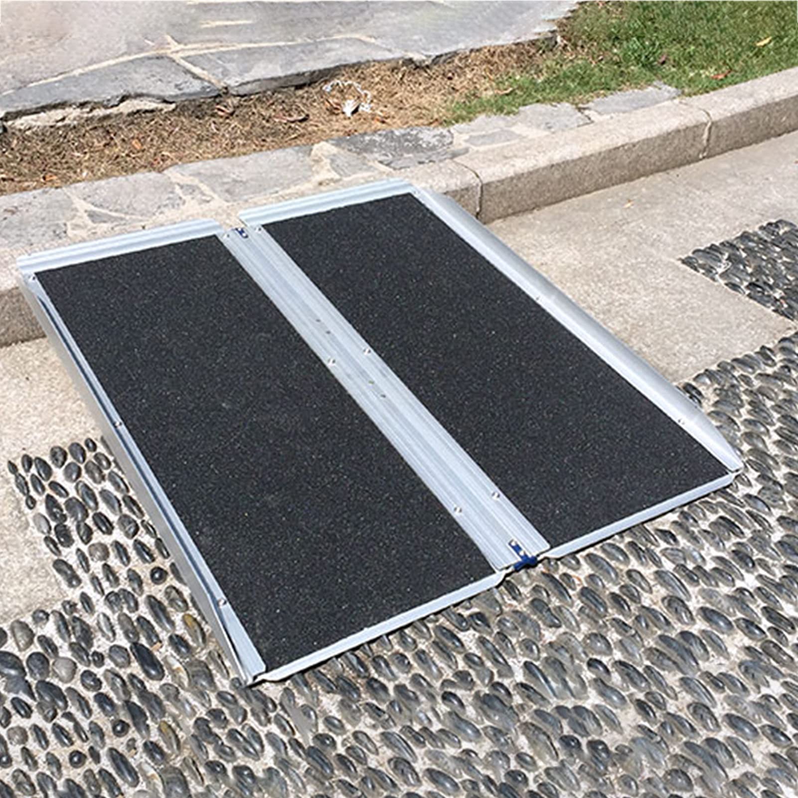 Rampa krawężnikowa podjazdu, rampa progowa, przenośna składana rampa do wózków inwalidzkich ze stopu aluminium, antypoślizgowa mobilna rampa schodowa do wózka inwalidzkiego/roweru/skutera/