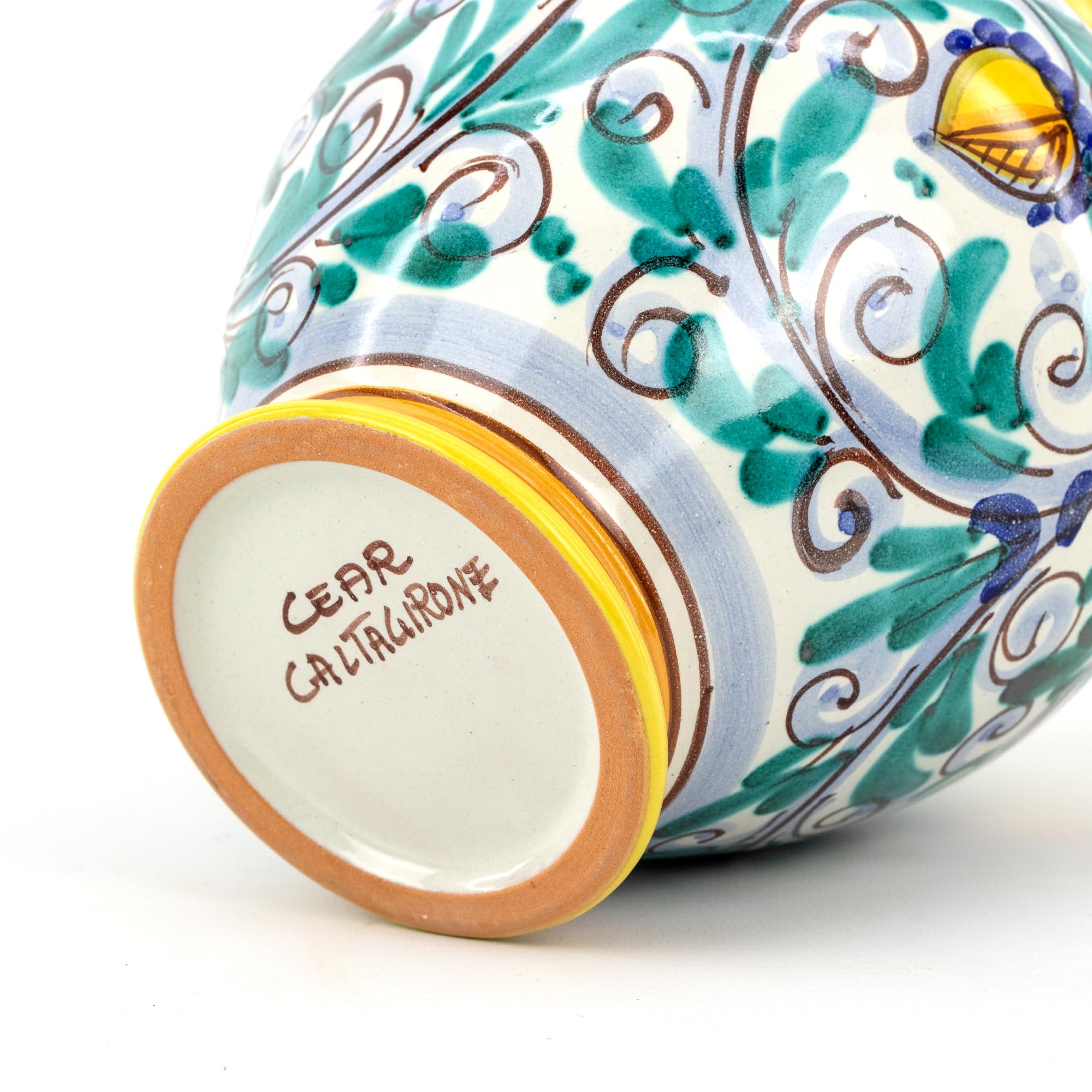CEAR Ceramiche - Handgemachte dekorative Vase aus Keramik von Caltagirone H cm 20 '600 gelb