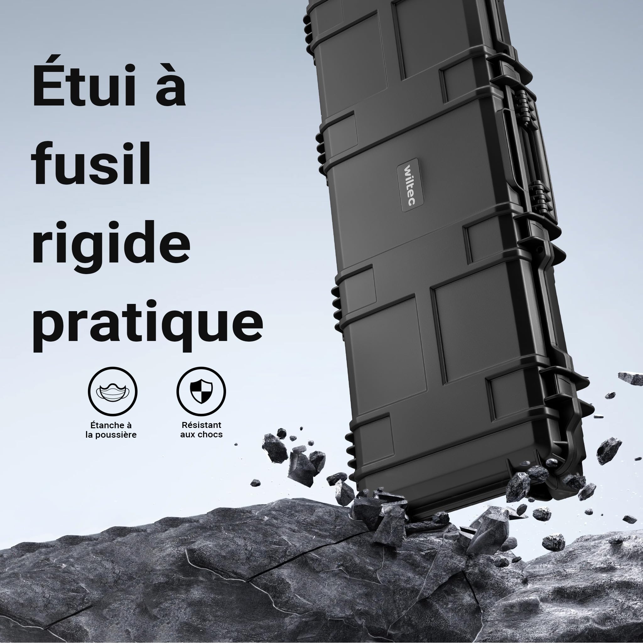 WilTec Mallette pour Armes Noire Rembourrage en Mousse, 4 serrures de sécurité Étui Coffret