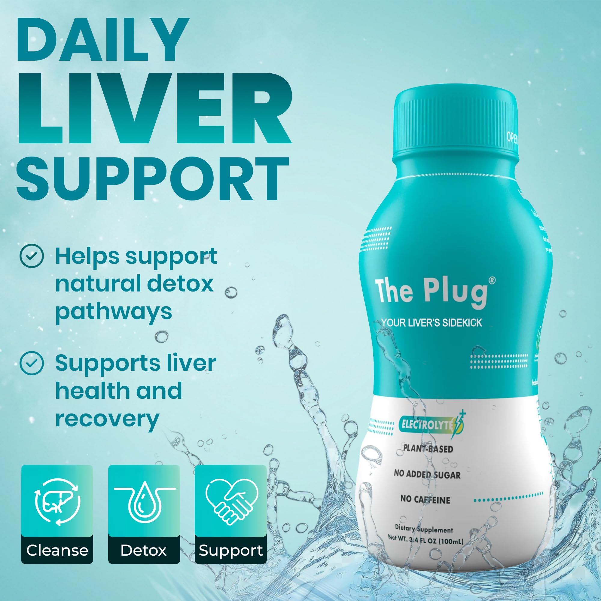 The Plug Liver Cleanse Detox & Repair Drink - Plant Based Herbal Electrolyte Drink for Liver Support & Health, Bloating Relief, Restore Antioxidants & Minerals | Liver Complex Energy Drink (6-Pack) — Amazon image 2