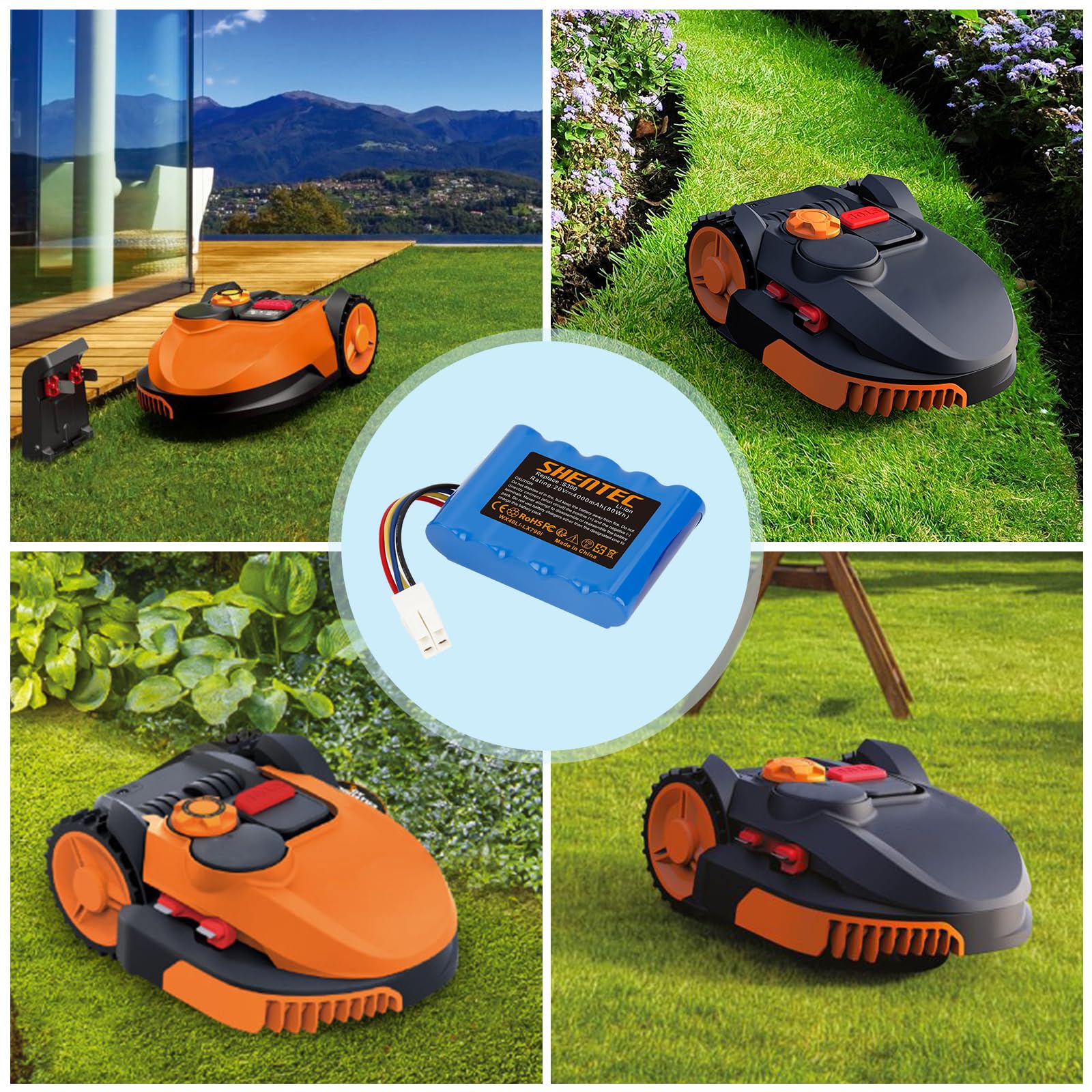 20V Batteria di ricambio per Worx Landxcape LX790i/LX790/LX792/LX795/LX796/LX797/LX991 & Ferrex 800 m² 2021 | Batteria di ricambio per Automower LA0001/LA0002/WA3230/WA3231