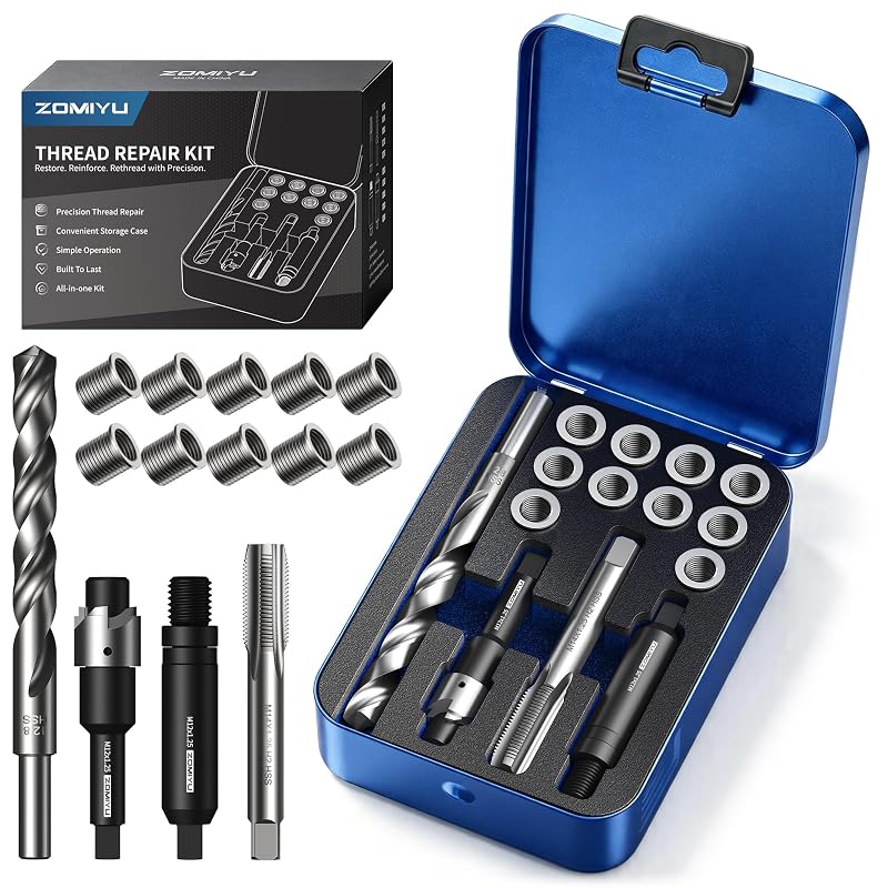 Kit de Reparo de Rosca M12 x 1,25 com Insertos de 15 mm ZOMIYU, 10 Peças
