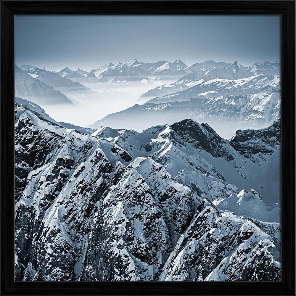 Pitaara Box Swiss Alps View From Mount Titlis Switzerland | Canvas Painting for Bedroom & Living Room | Black Frame | 28 x 28 inch (71 x 71 cms)