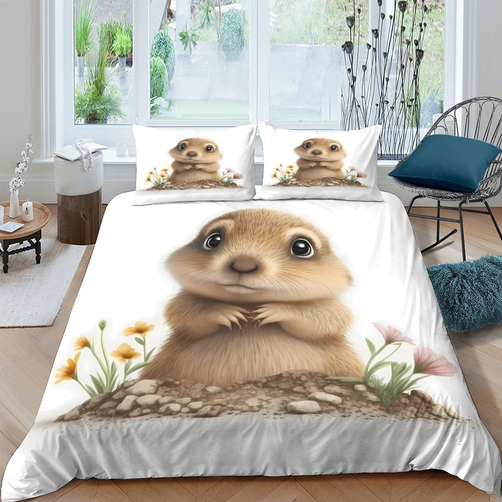 Ctjqhvkz Style-10 3D Printed Cute Meerkat Fitted Sheet Microfiber Soft Cartoon Animal Bed Cover Anti-Slip Easy Care For Bedroom Dorm Mattress Decor Single（135X200cm）
