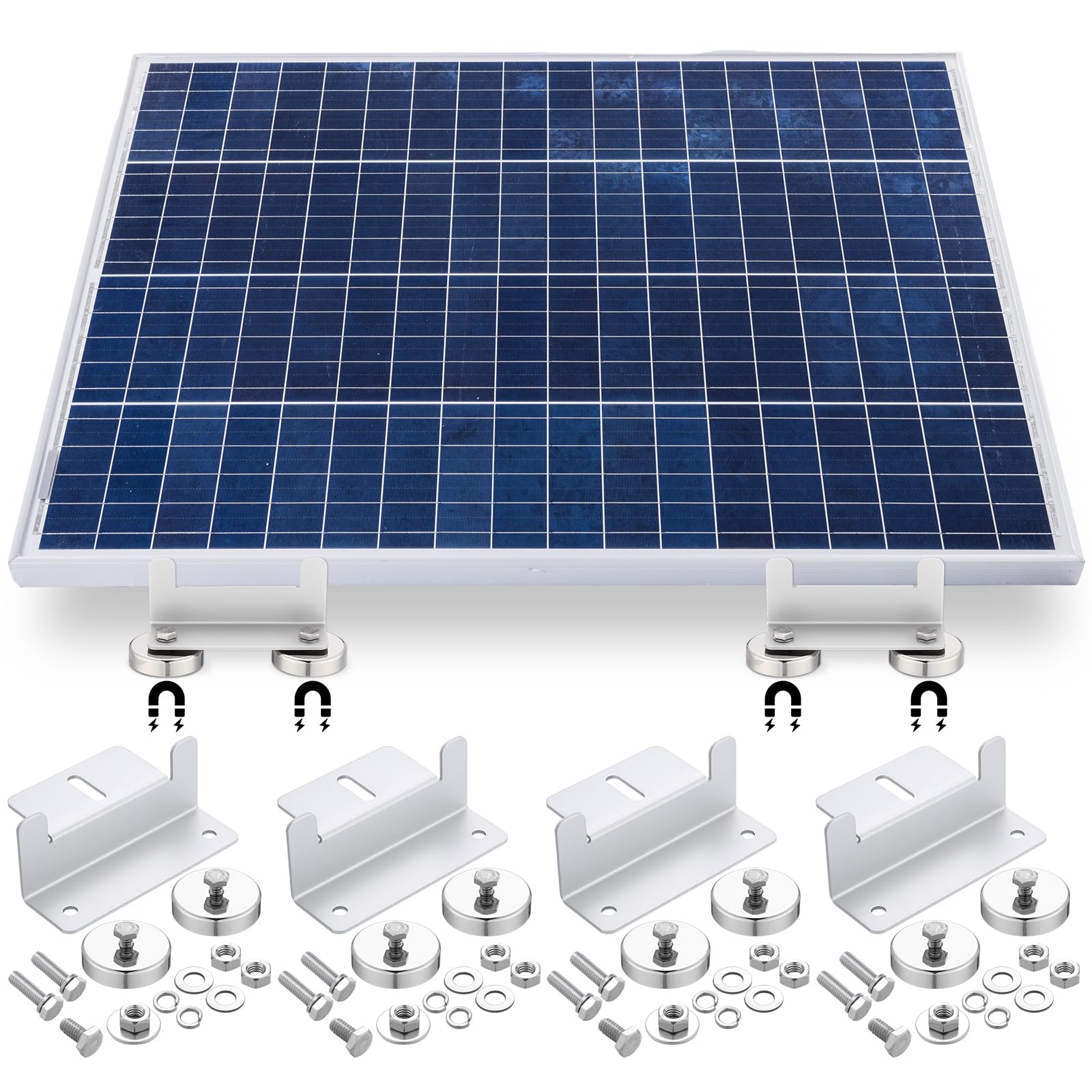 4 Pack 1200 Lbs Magnetic Solar Panel Mount Bracket Solar Panel Mounting Z Brackets for Sheds, Roofs, Walls, Boats, Trucks, Trailers Lightweight Aluminum Corrosion-Free, No Punching Required-image-23