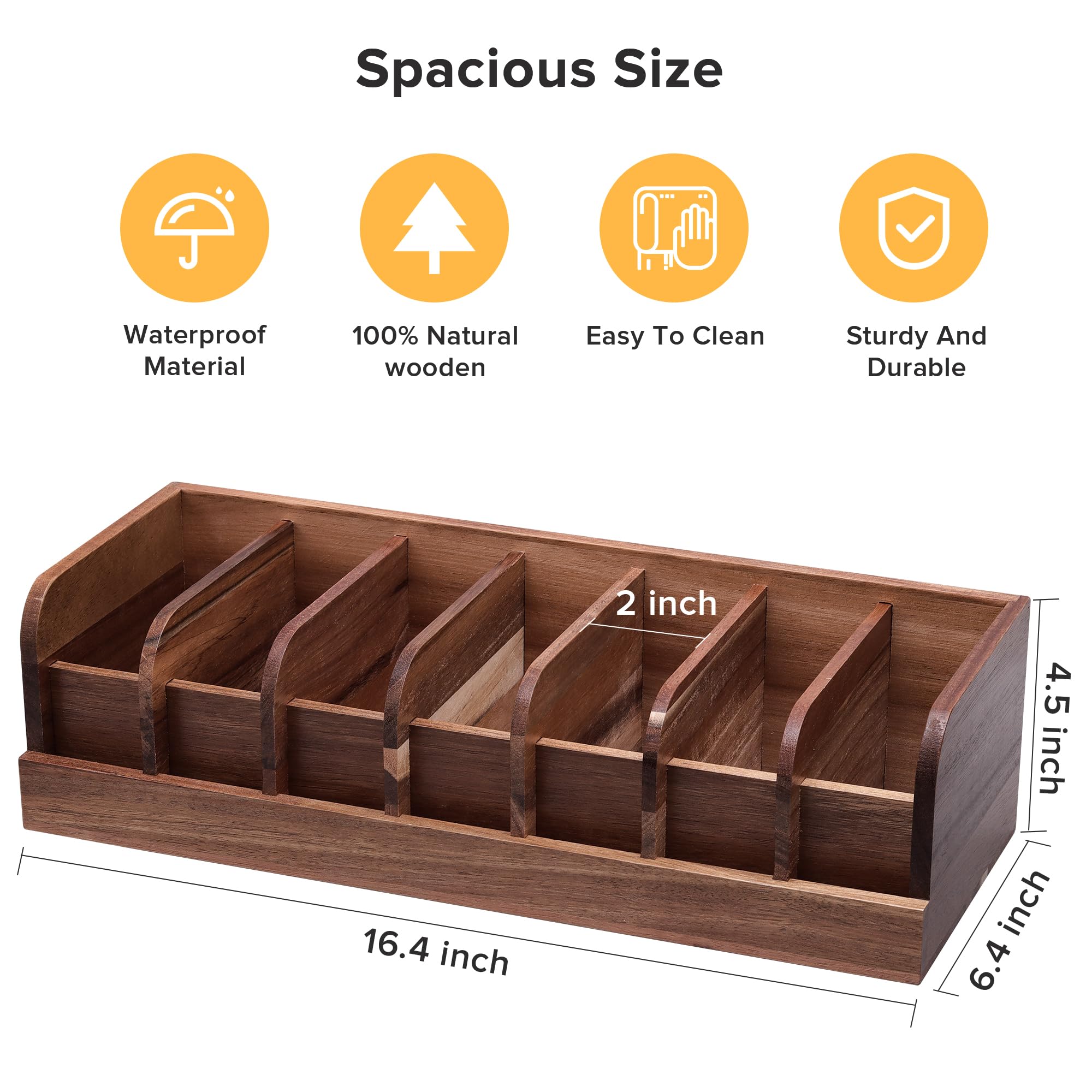 Organizer per cinture, 7 scomparti, supporto per cintura per armadio e organizer per cintura, organizer per cintura, organizer per cinture, ganci per cinture per uomini e donne (legno di acacia)