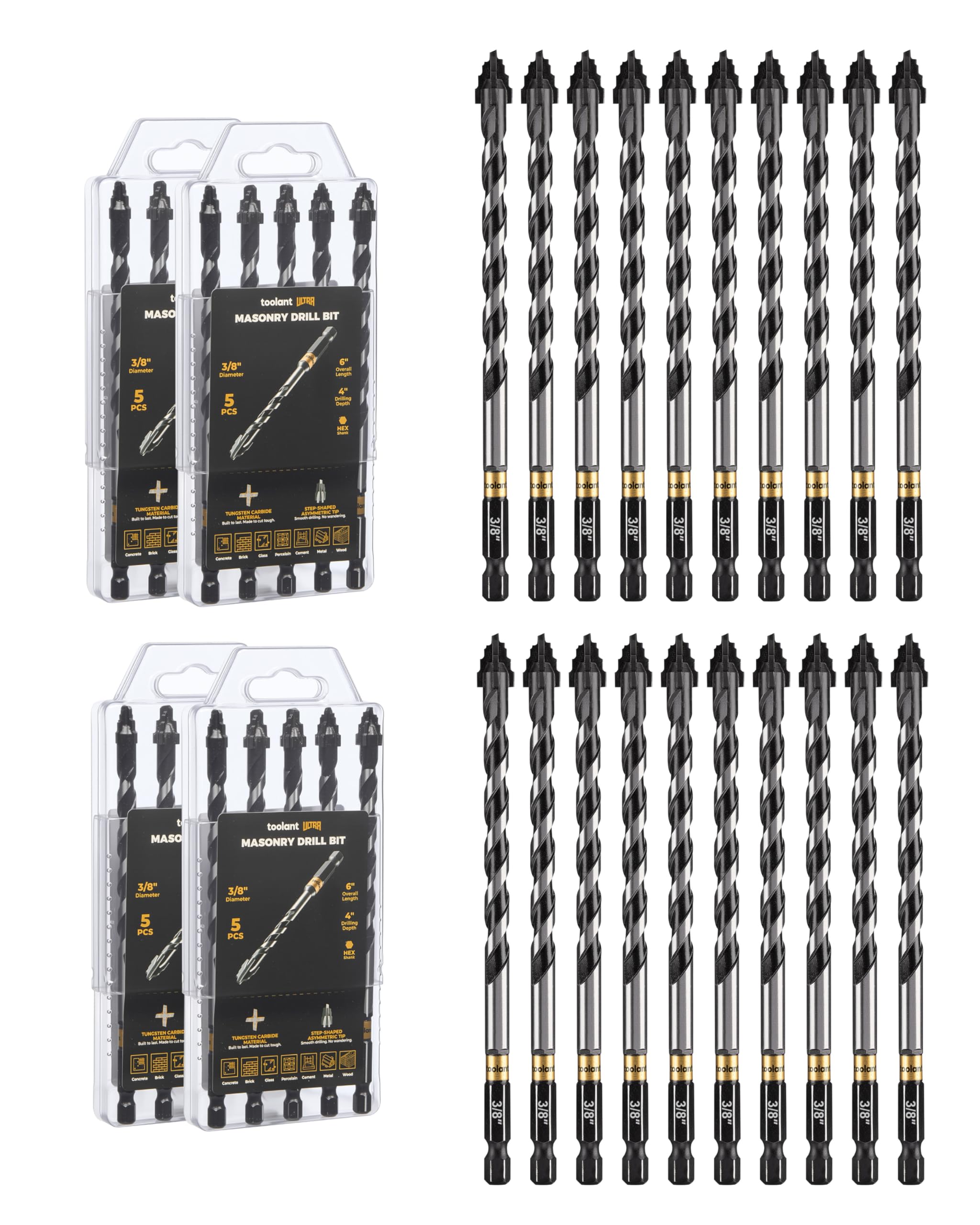 toolant Masonry Drill Bits - 5 Piece Set -16