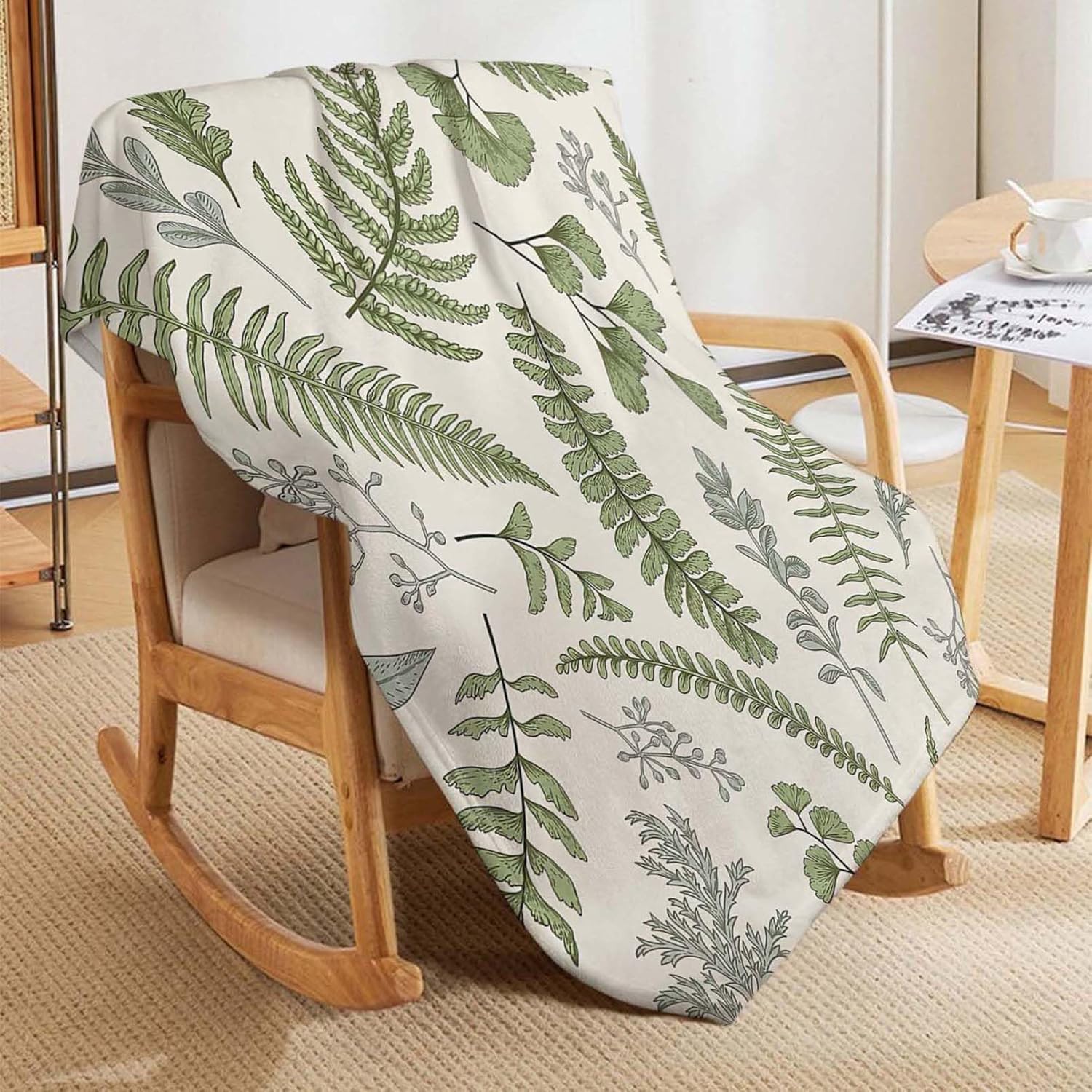 Throw Blanket 40x50 Inch,Fern Vintage Herb Leaf Plant Cozy Soft Lightweight Fuzzy Flannel Blanket 50x40 Inch Suitable for Couch Bed Sofa Living Room in All Seasons - Image 7