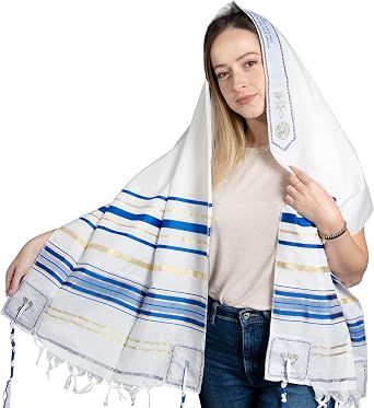 HalleluYAH Messianic Tallit Prayer Shawl 72"x 22" with Bag For Men & Women | Designed in Israel