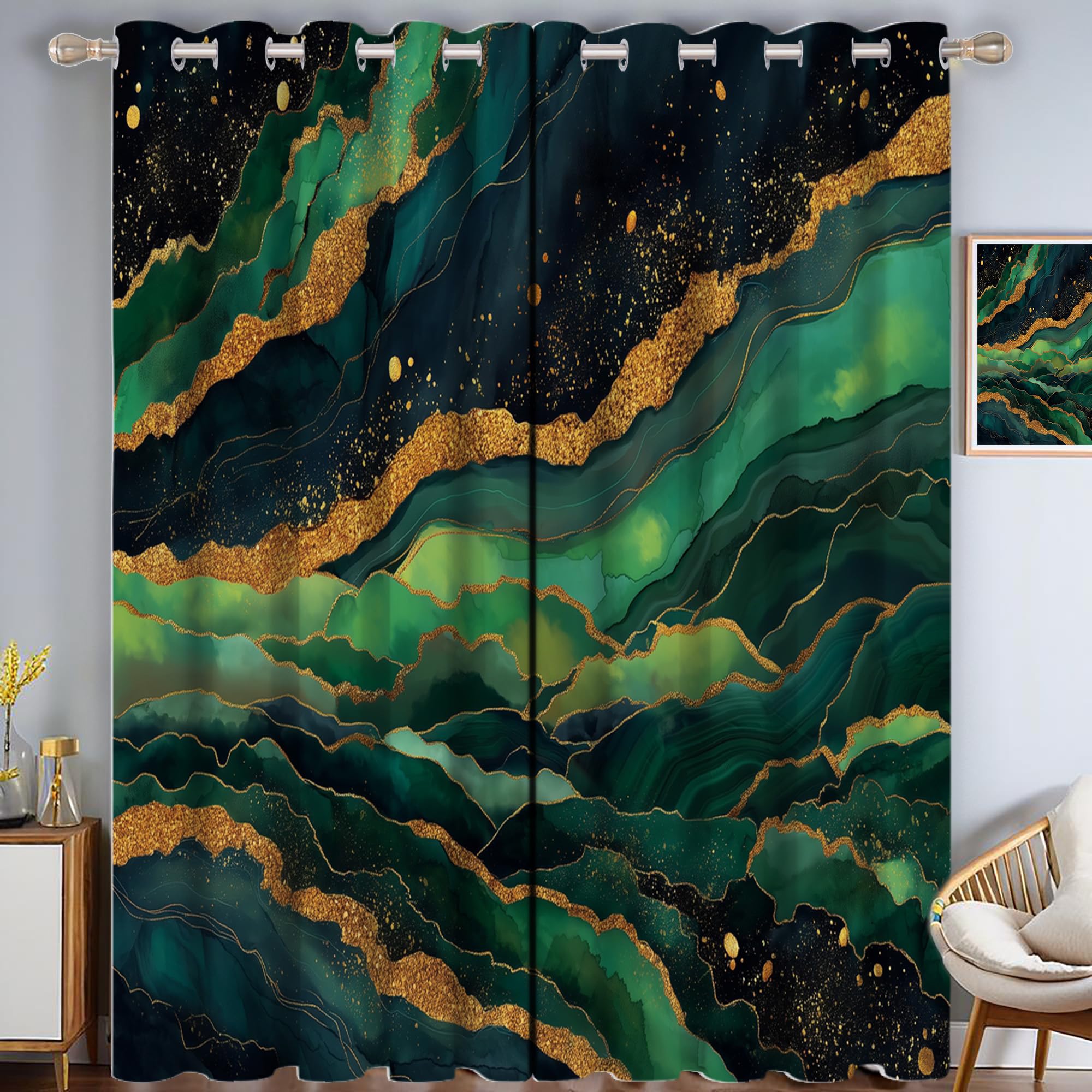 Rideau occultant thermique vert foncé 117x137 cm pour bloquer la lumière