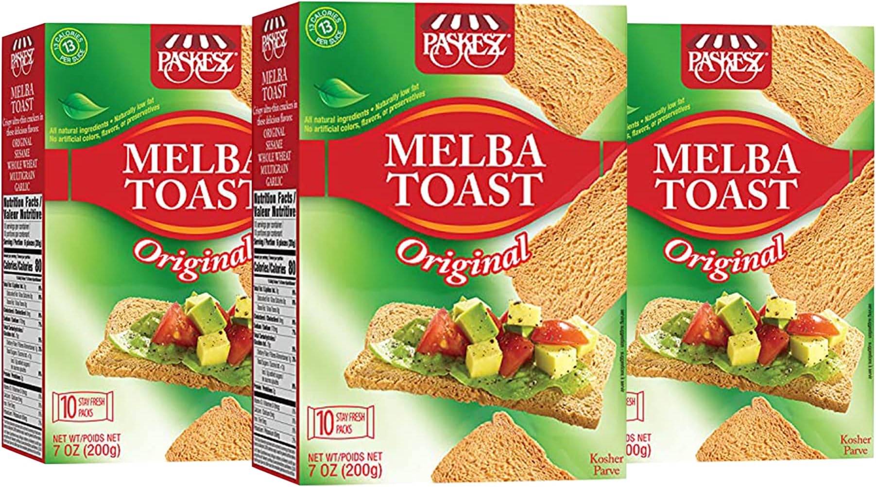 Only Kosher Candy Melba Toast Classic Original Kosher Parve with No Artificial Flavor, Fresh Natural Ingredients, Kosher Certified Delicious Snack Crackers (Pack of 3)