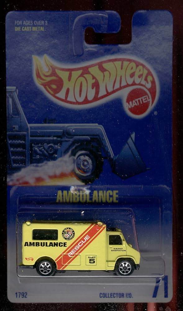 Amazon.com: Hot Wheels 1991-71 Ambulance Blue Card 1:64 Scale