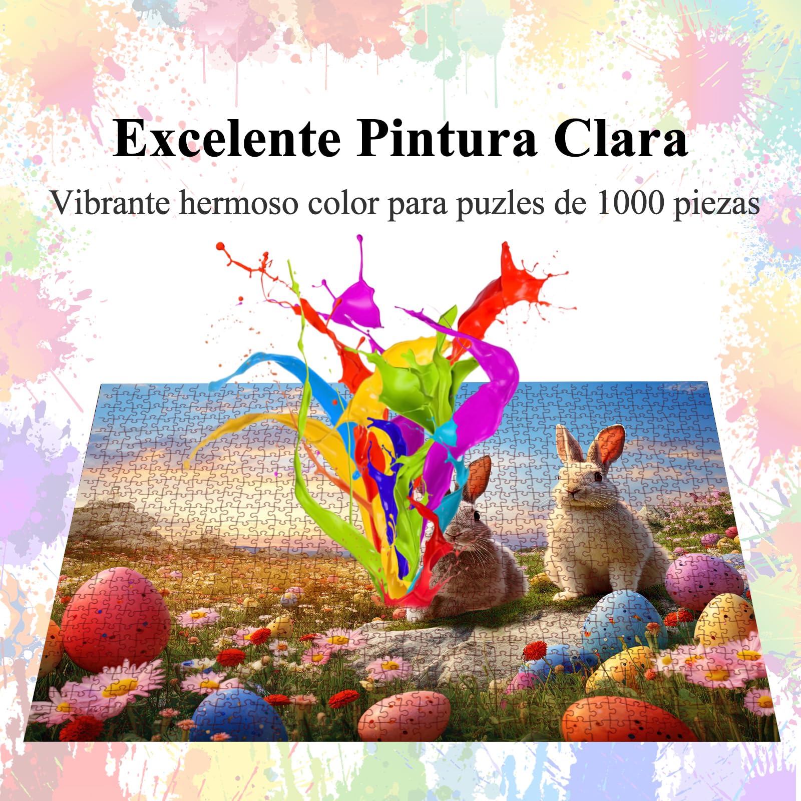 Rompecabezas para adultos de 1000 piezas, rompecabezas de conejo con letra de póster en la parte posterior, piezas únicas que se ajustan bien sin polvo (27.5 x 19.6 pulgadas) — view 6