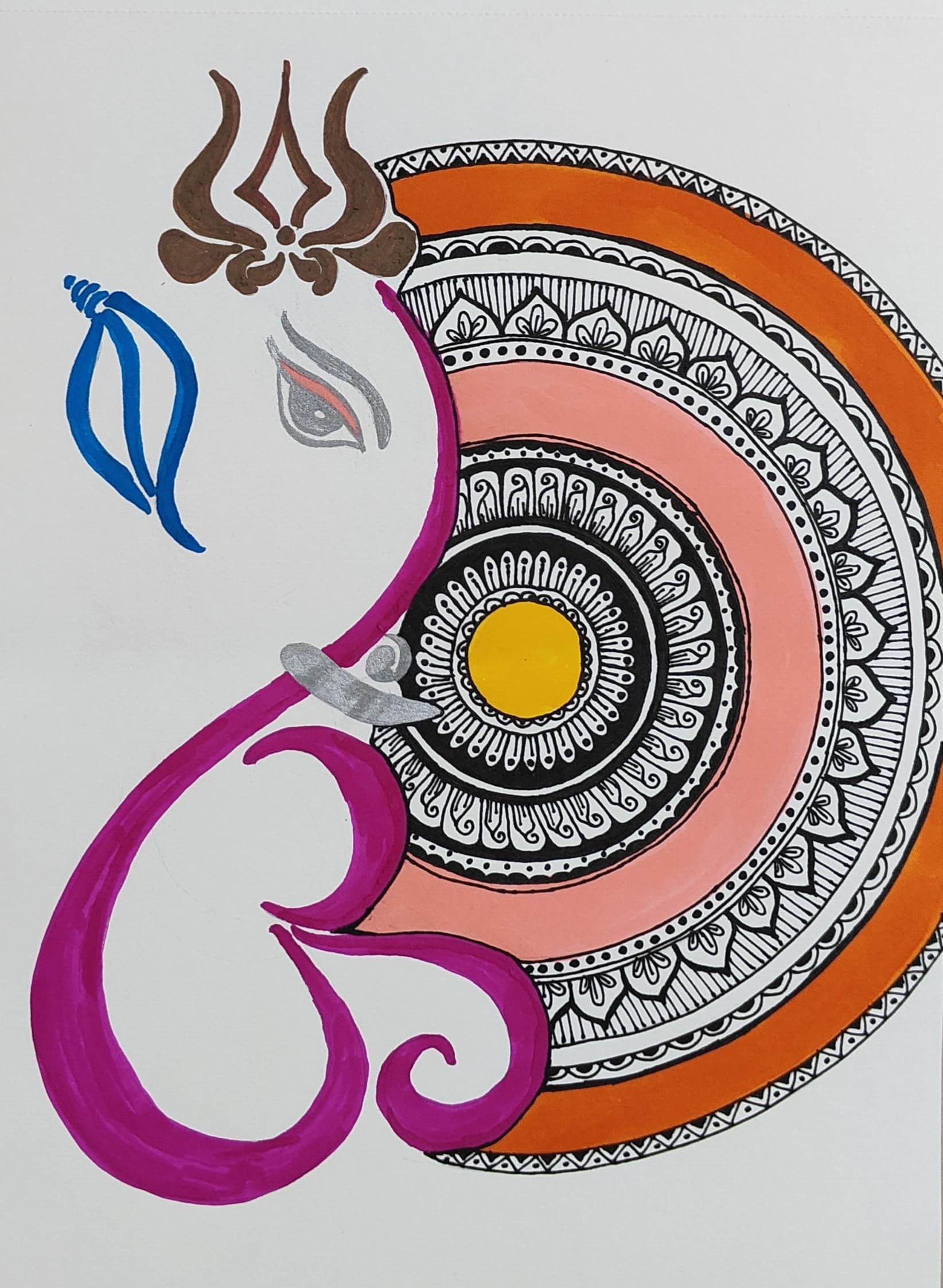 Handmade ganesha mandala art and painting