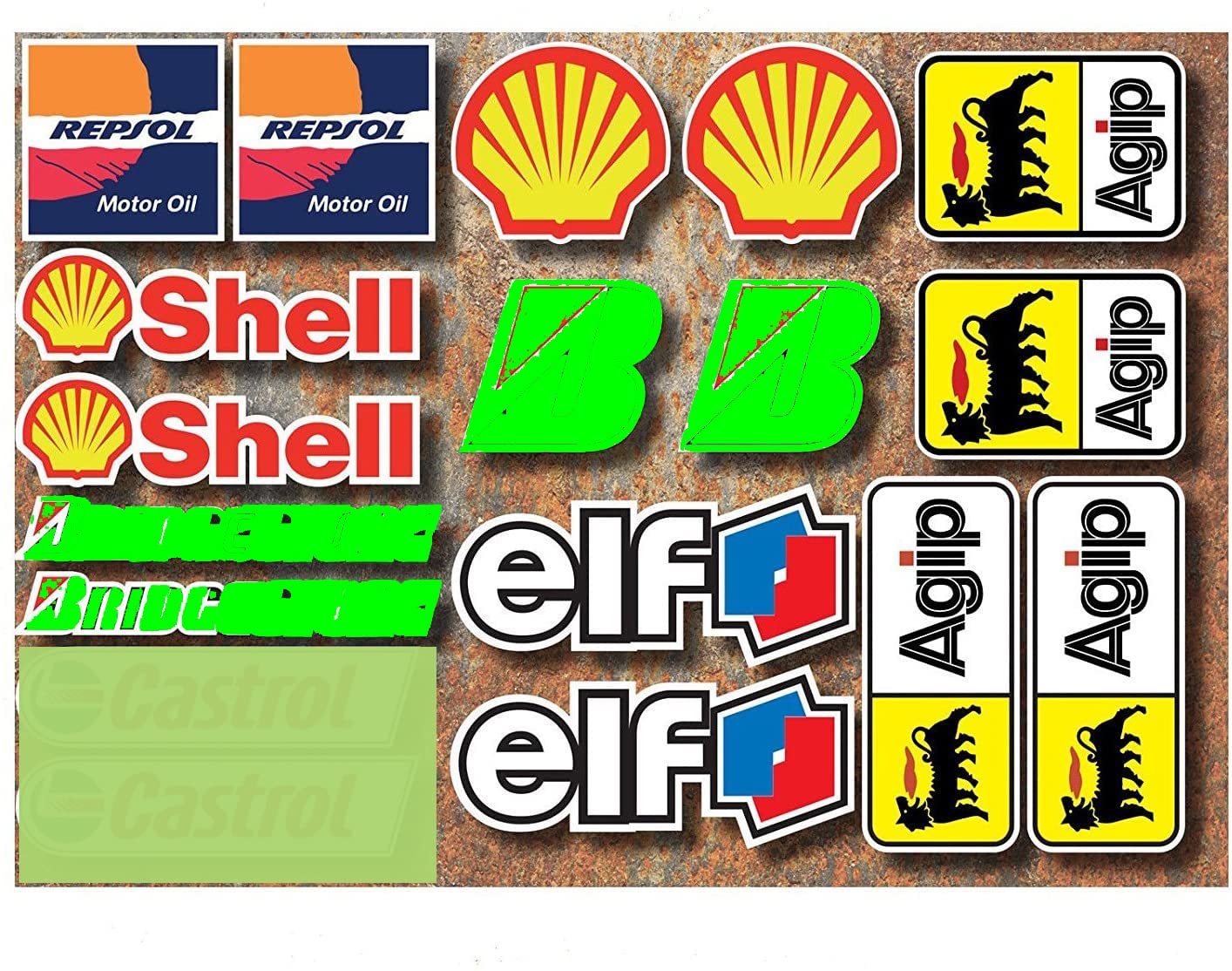 Motorbike Motocross sponsors sticker set, 18 PVC LAMINATED STICKERS