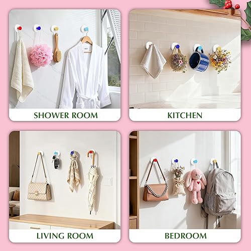 Miniatura 3 de Ganchos de ventosa para ducha, ganchos de baño sin taladrar para toallas, batas, lufa montables en paredes de baño, cocina, vidrio, espejos,