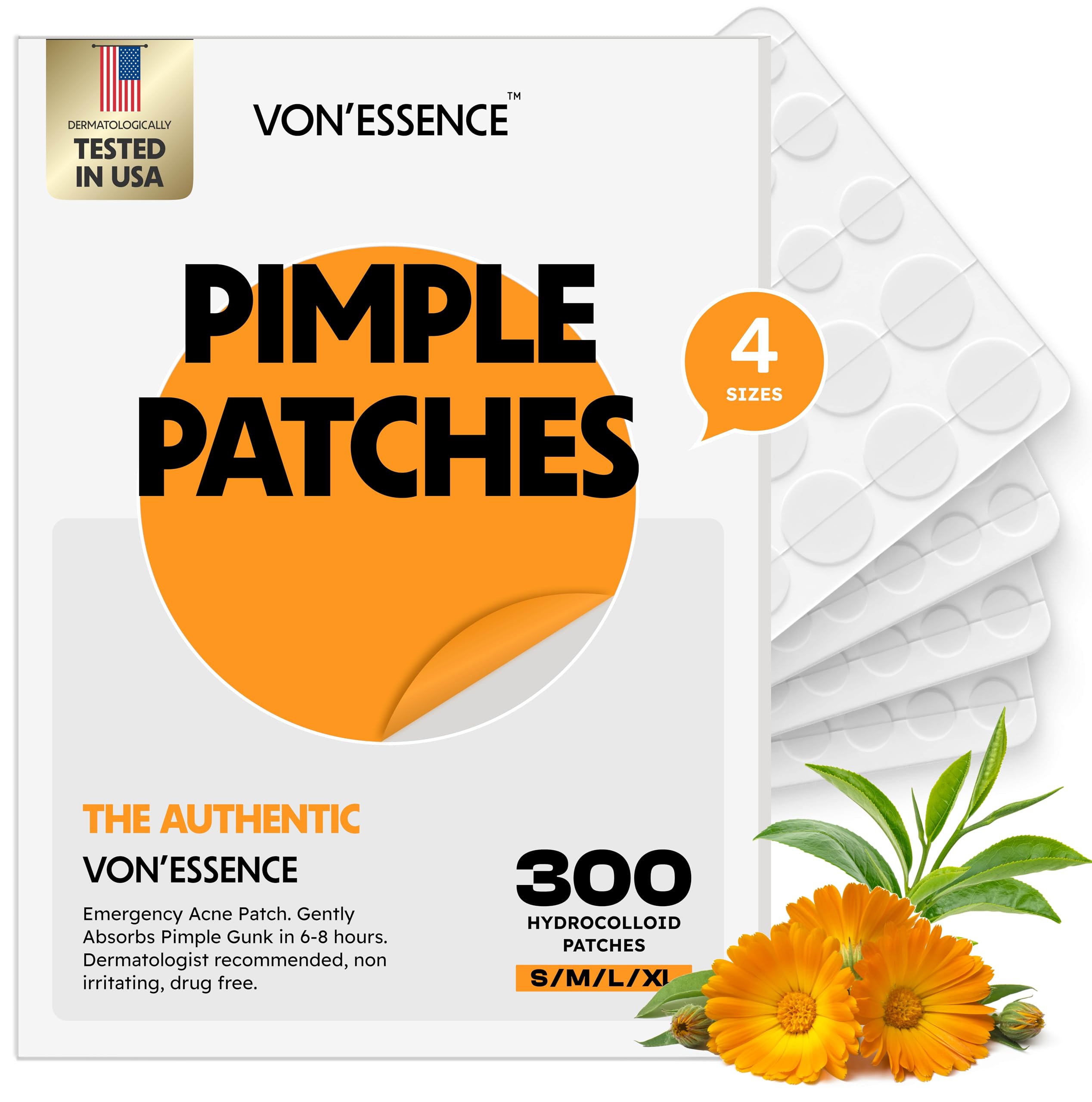 300 Pimple Patches Hydrocolloid Zit Stickers with Salicylic Acid Tea Tree Calendula Helps Reduce Visible Blemishes Gentle Overnight
