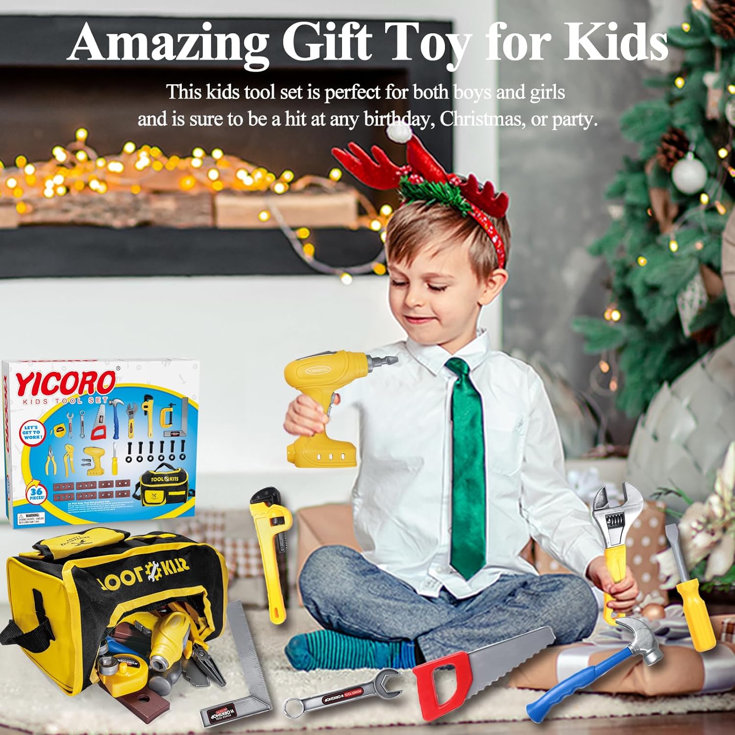 Kids Tool Set – 36 PCS Toddler Tool Set with Electric Drill, Pretend Play Toy Tools for Kids Ages 3,4,5,6,7,8 Years Old, Boy Toys - Image 5