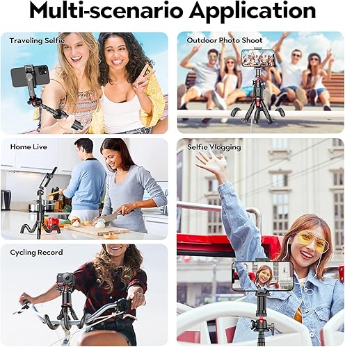 Vista 12 de Fotopro Soporte de trípode para iPad con cabezal de bola 360 para cámara, teléfono, tableta y más, zapata fría, soporte flexible para tableta