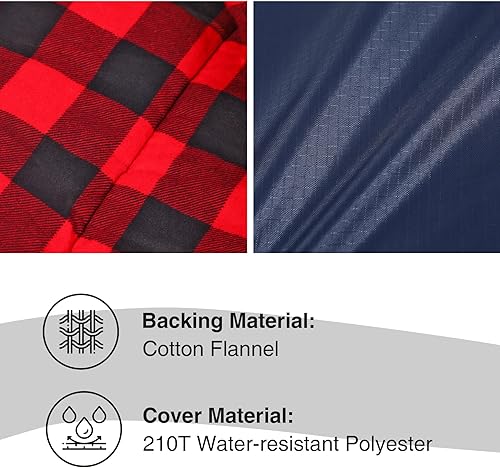 Vista 25 de REDCAMP Saco de dormir de franela para adultos, cómodos sacos de dormir de algodón para acampar con capucha desmontable, rojo/gris/azul