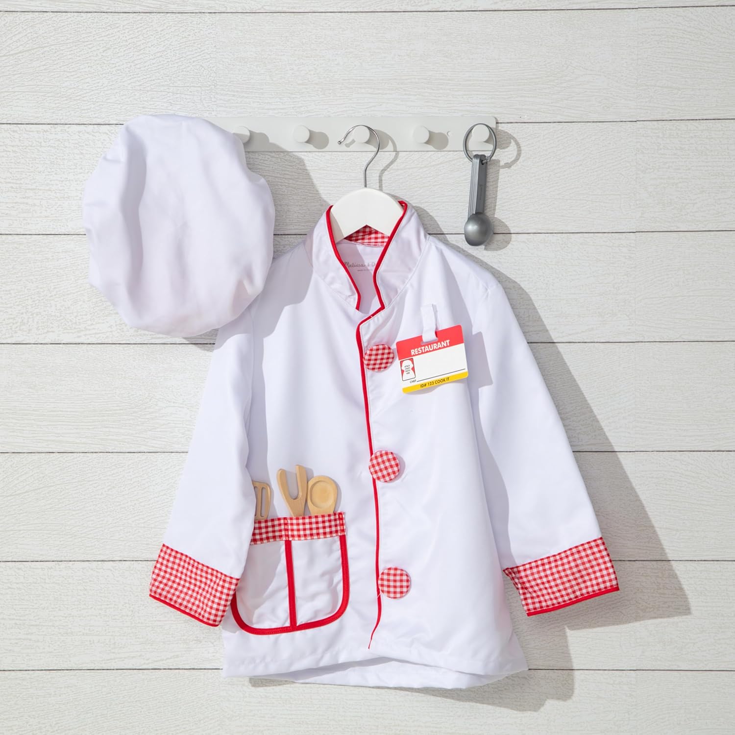 Melissa & Doug Chef Costume, Pretend Play Dress Up Set (8-Pc) Chef's Jacket, Hat, & Accessories, Role Play Toys for Kids 3+