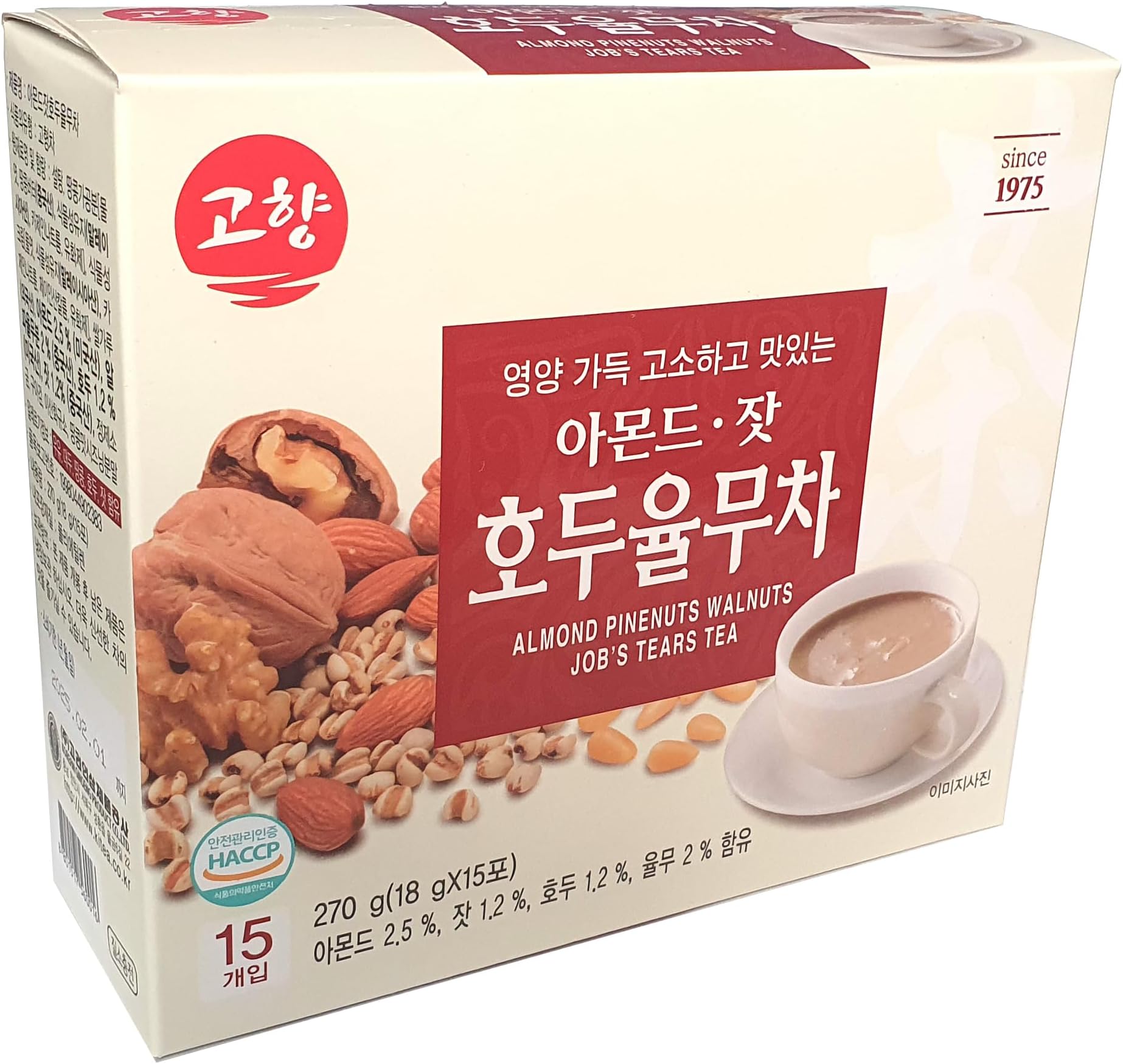Mincecook Korean Almond Pine nut Walnut Adlay Tea Powder Meal Replacement Shake Breakfast Simple Meal 15T_270g