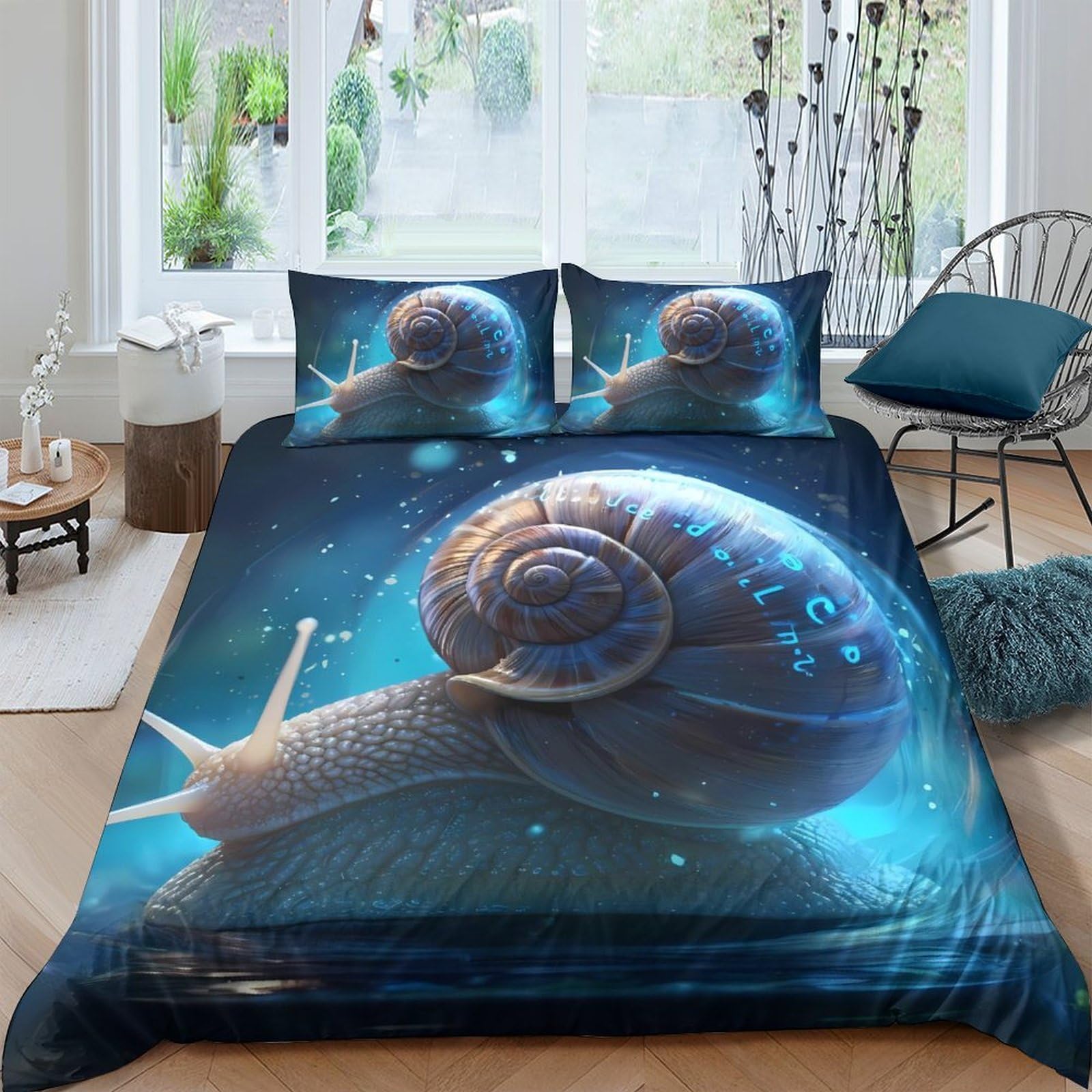 Housse de couette escargot 3D microfibre parure de lit respirante 260x220cm