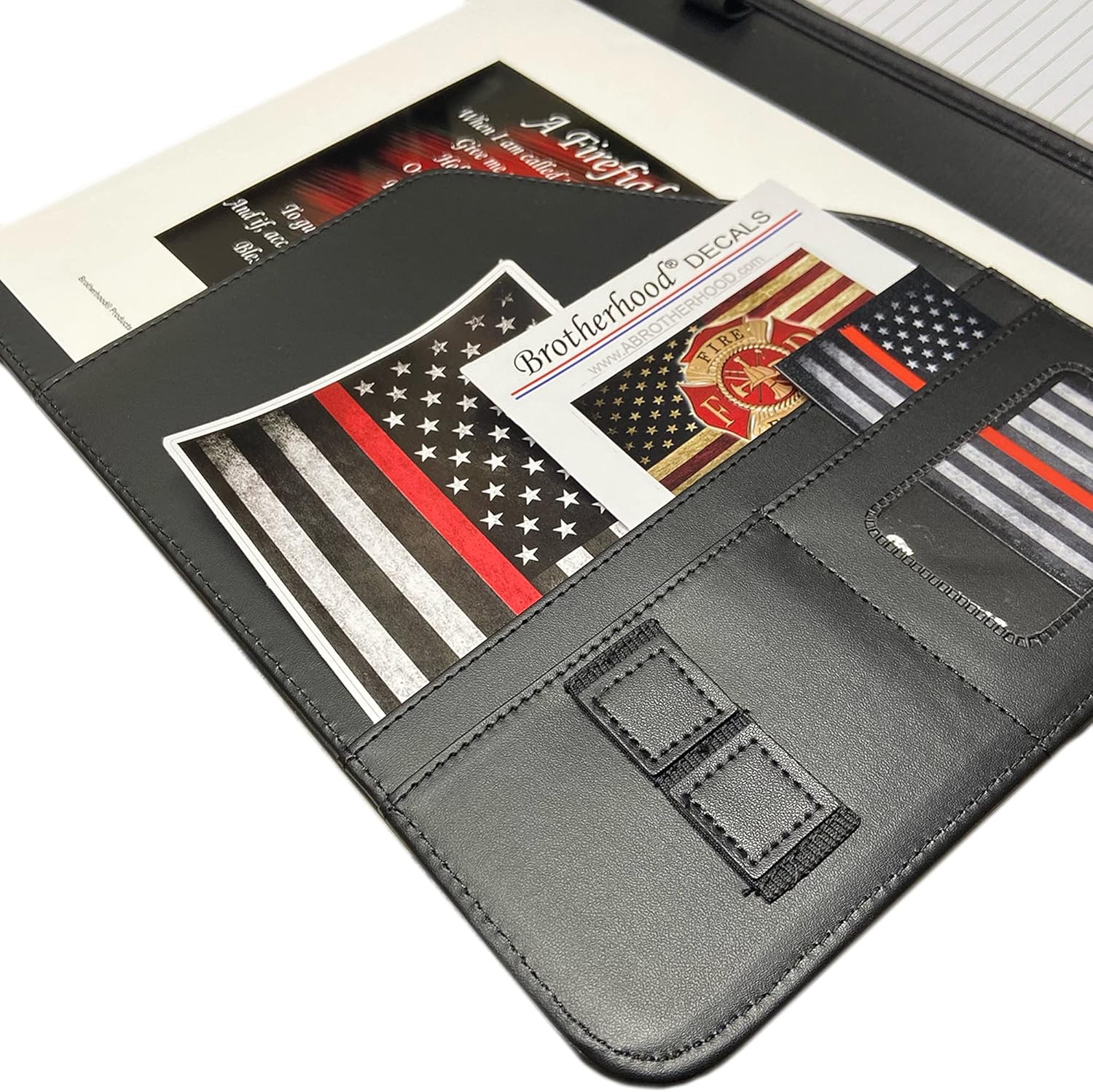 Compatible with Abingdon Virginia Fire Departments Firefighter Thin Red Line Firefighters Portfolio Padfolio Organizer Firefighter's Prayer Print Thin Red Line Maltese Cross Decal Pack of 1