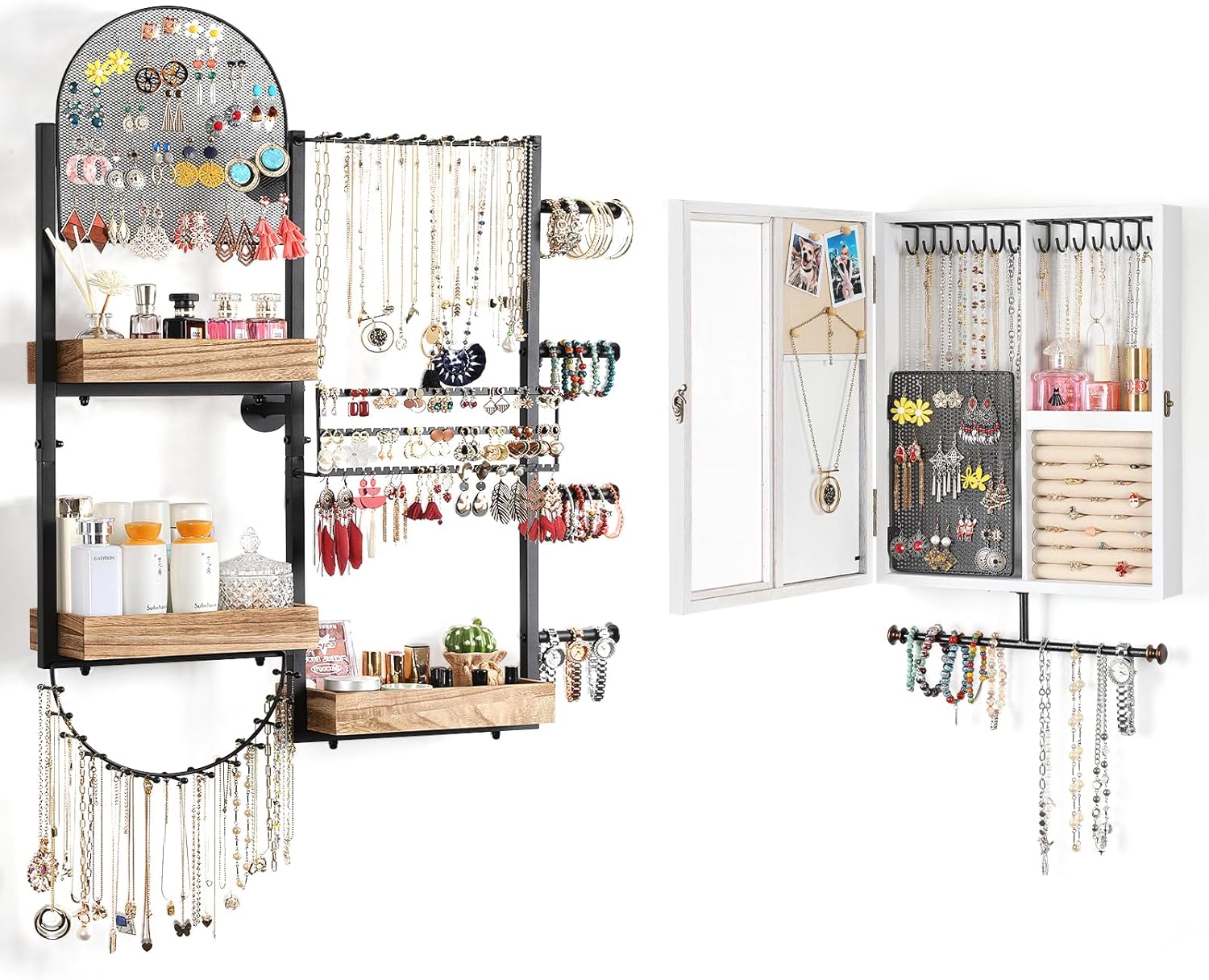 Keebofly Large Hanging Jewelry Organizer and Large Space Jewelry Cabinet
