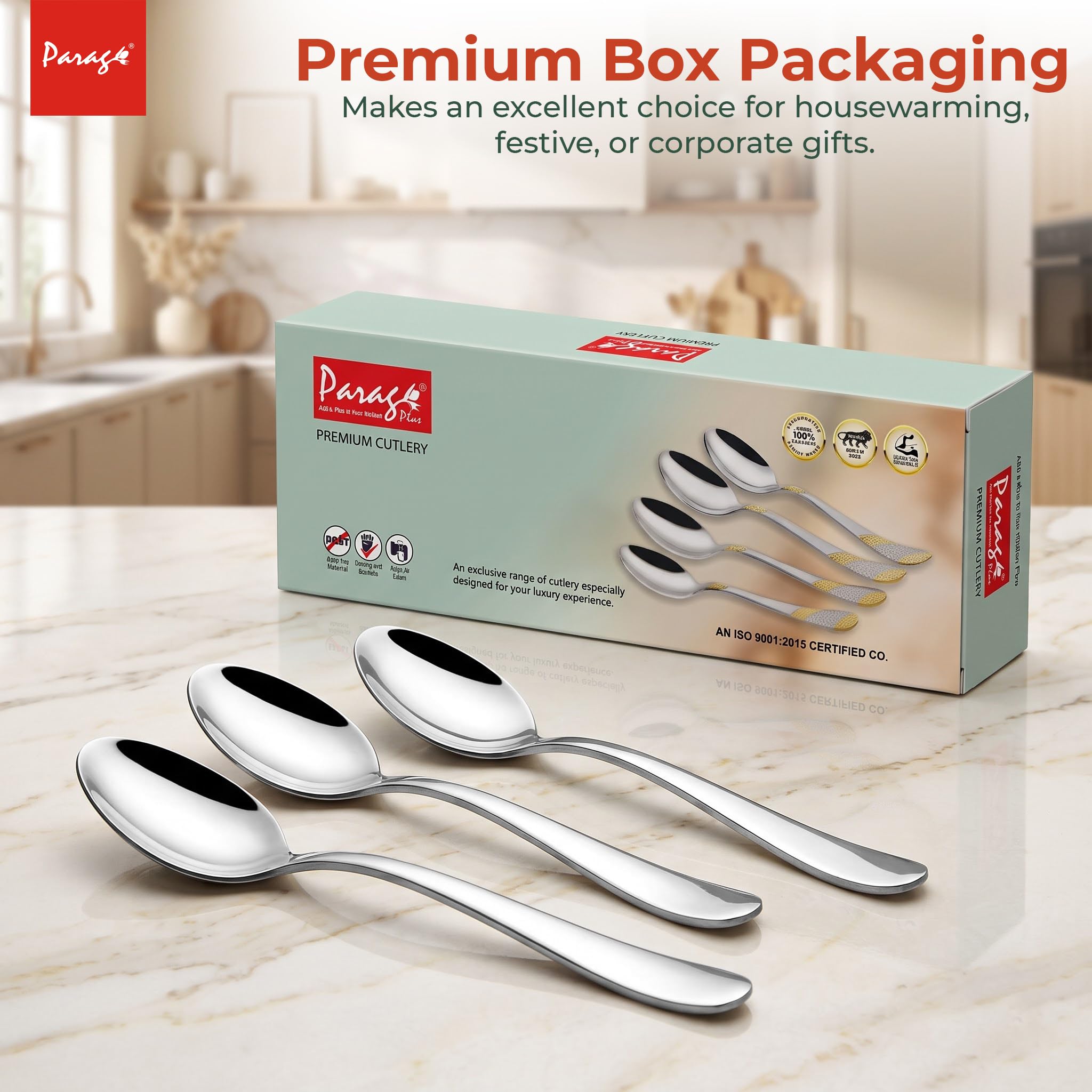 Parage Tiara Stainless Steel Coffee Spoons - Set of 6 -8 Parage Tiara Stainless Steel Coffee Spoons - Set of 6 -8