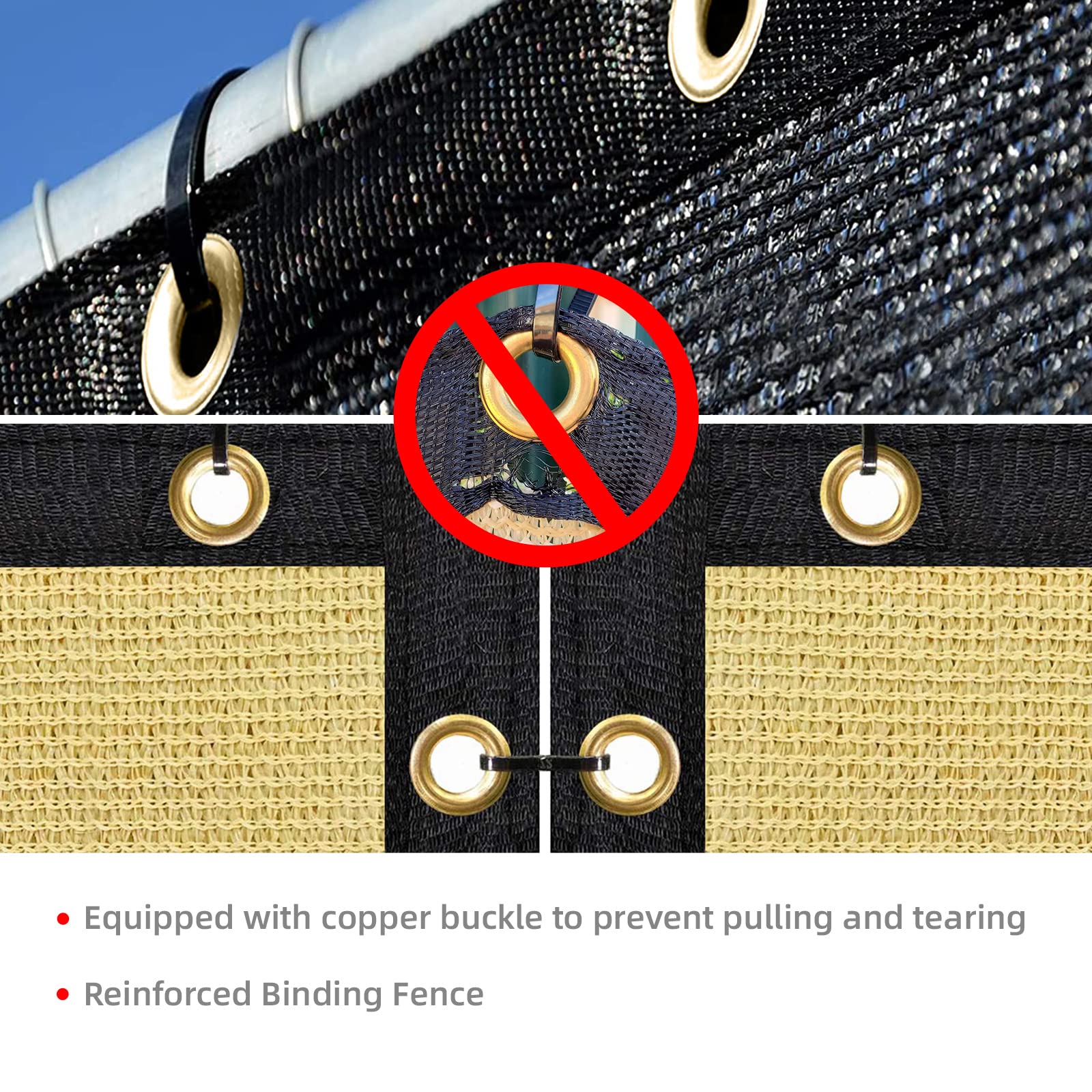 3.3ft X 14.8ft Outdoor Privacy Screen For Fence | Wind & Sun Block Mesh Cover For Patio, Deck, Garden
