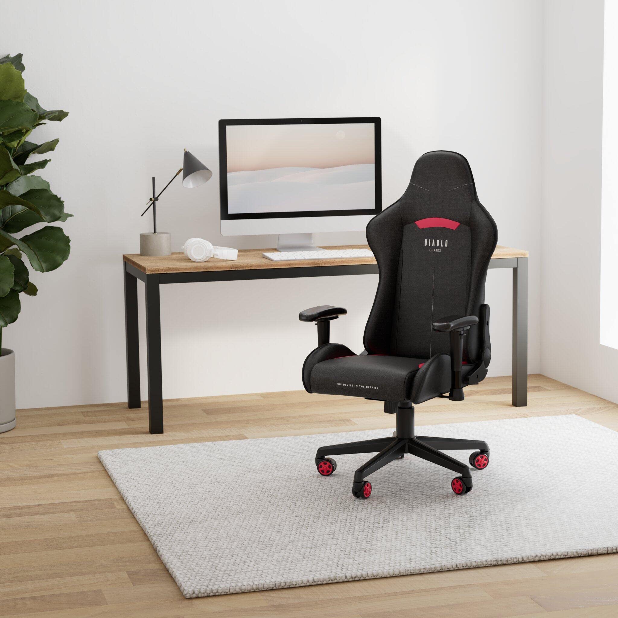 DIABLO Sedia da Gaming X-Starter | Sedia Gaming Ergonomica in Tessuto, Braccioli Regolabili, Meccanismo di Inclinazione | Sedia per PC, Gaming Chair, Poltrona da Ufficio | Nero