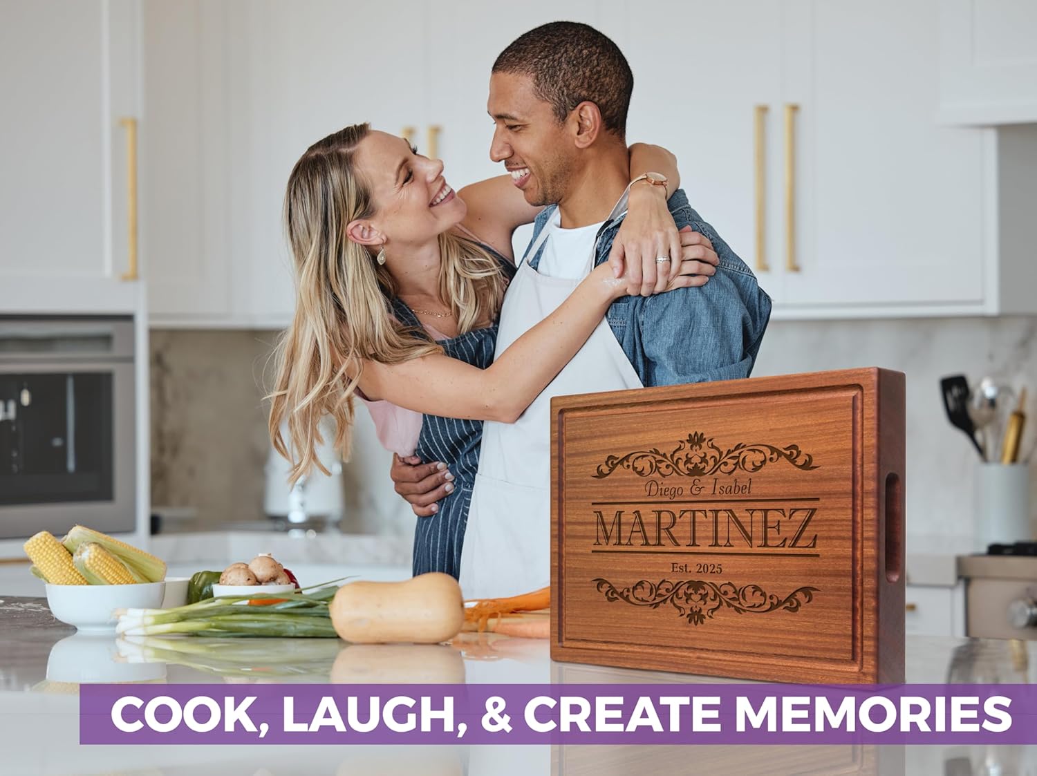 Personalized Wedding Cutting Board - Custom Engraved Charcuterie Board -