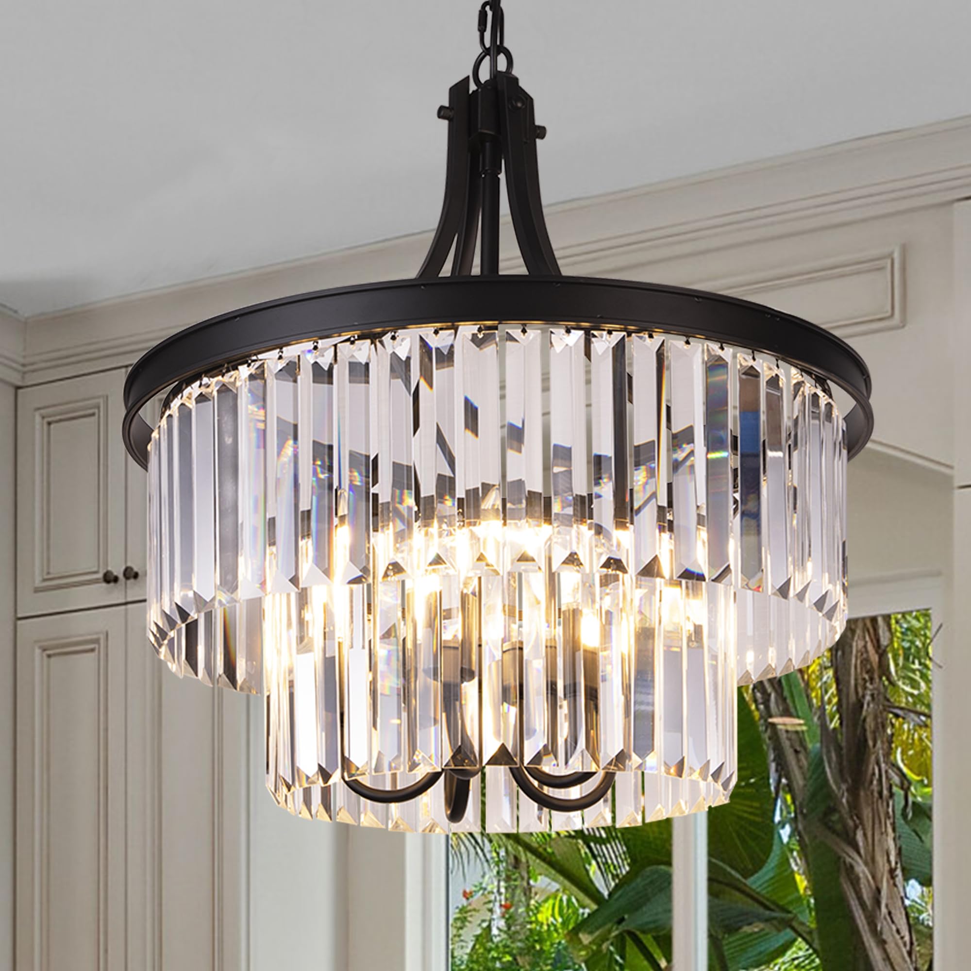 Wellmet Crystal Chandeliers for Dining Room Lights Fixtures, 5