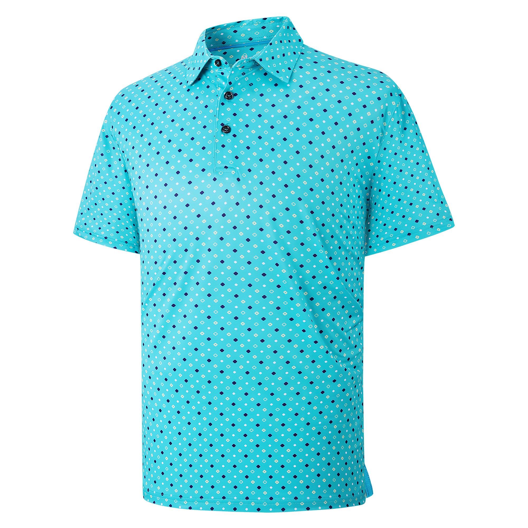 Mempea Golf Shirts for Men Dry Fit Performance Print Moisture Wicking Polo Short Sleeve Collared Shirt,Green L