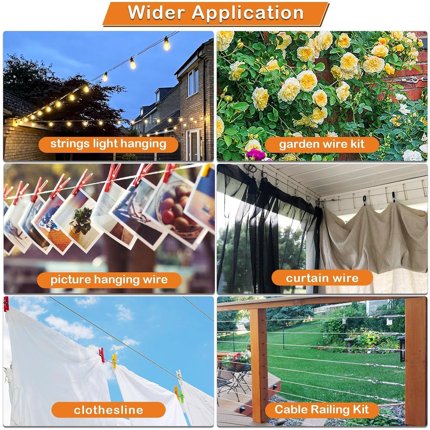 TooTaci 1/8 Stainless Steel Cable, 100ft 1/8 Wire Rope with Wire Rope Crimping Tool and Cutter, 7×7 Strands Aircraft Cable for Deck Railing, Clothesline, Shade Sails, String Light - Image 7