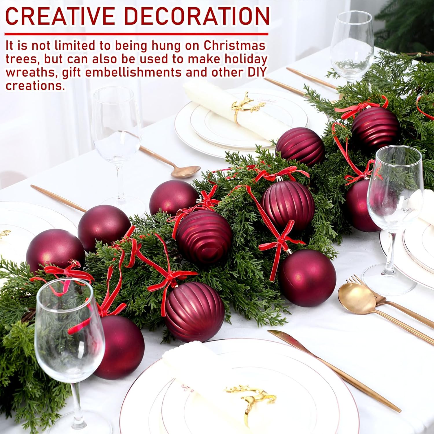 12 Set Burgundy Ball Ornaments for Christmas Tree Velvet Bows Xmas Tree Ball Neutral Hanging Decoration for Festival Holiday Party Wreath Home(3.15 Inch)