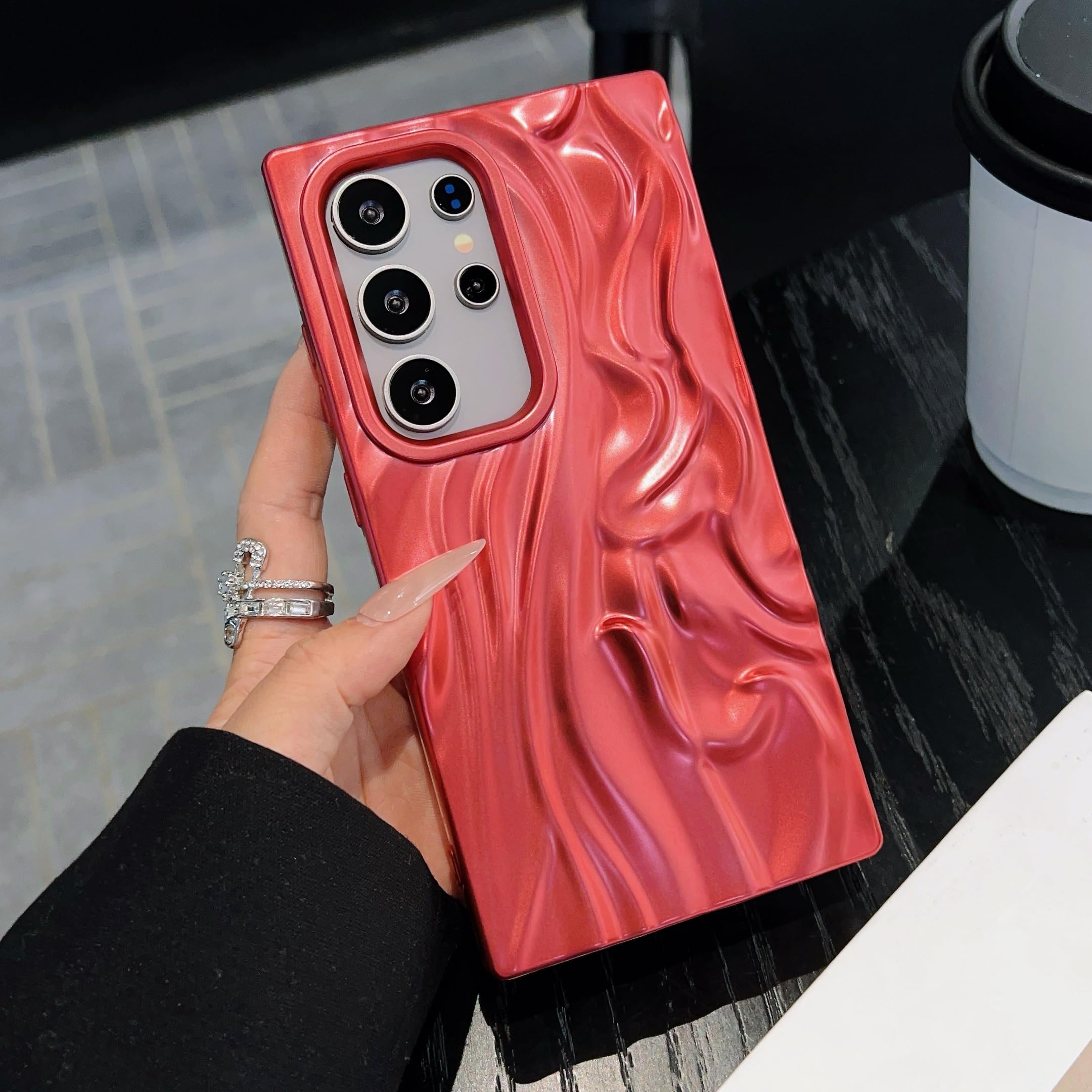 Coque Samsung A25 rouge vagues 3D protection anti-choc - 7