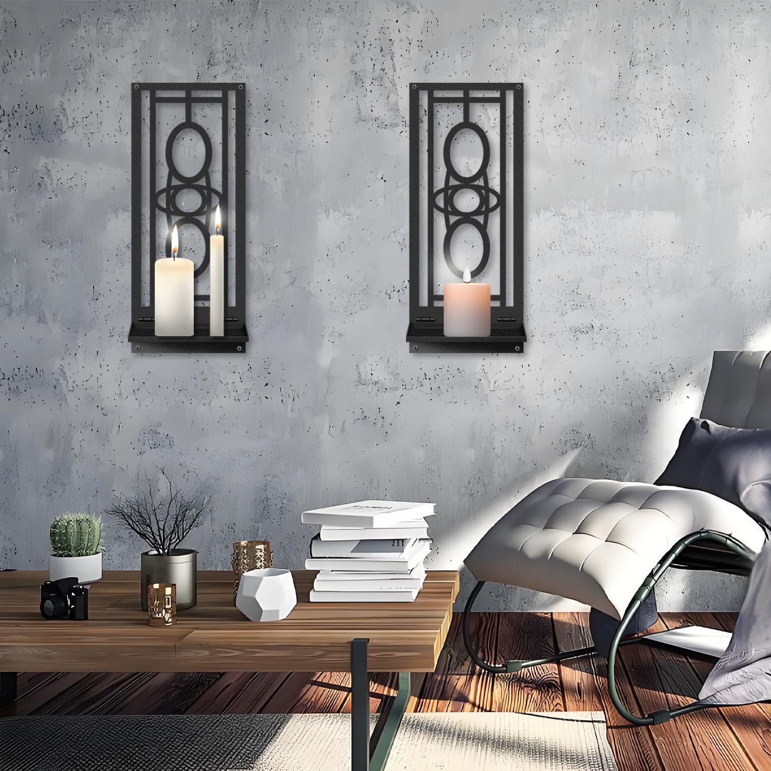 MEIYIFAN Set di 2, Portacandele da parete, Arte moderna della parete del bagno, Estetica Hanging Decorative Wall Art per Soggiorno Camera da letto Bagno (16.5 x 7 in)