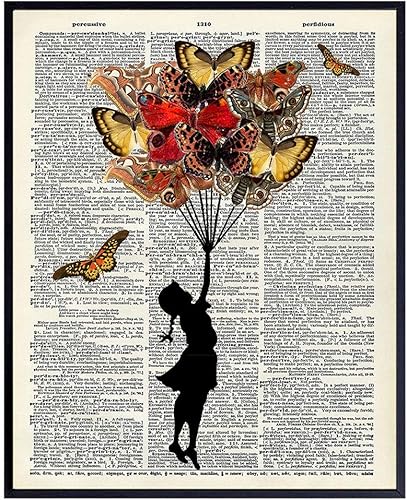Banksy Wall Art - Butterfly Wall Decor for Women - Banksy Poster - Little Girls Bedroom Decor - Butterfly Art - Dictionary Print