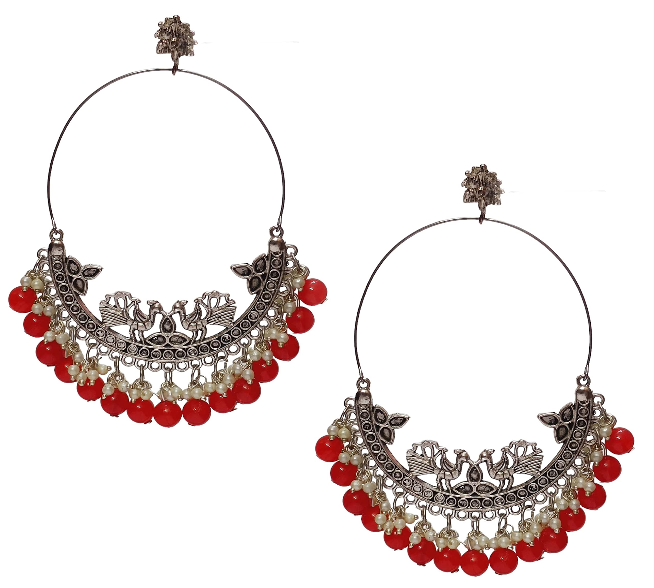 Paninaro Jewellery Ethnic Boho Style Silver Plated Designer Oxidised Chandbali Dangle Drop Earring for Women & Girls (B0BTHYVJP9) Amazon Price History, Amazon Price Tracker