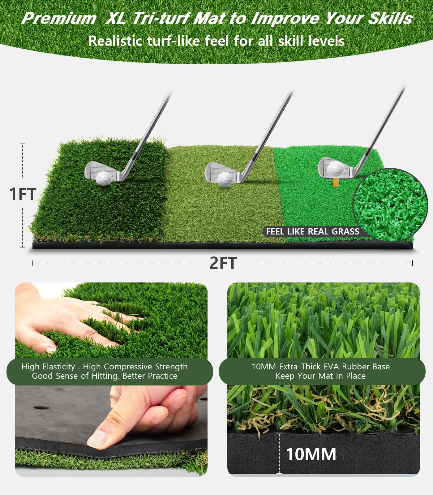 Golf Net, 10x7FT Home Golf Hitting Aids Equipment with Foldable Tri-Turf Mat for Backyard Driving Chipping Swing with Training Target/Balls/Tee for Outdoor Indoor, Gifts for Men Him Dad Boys Golfers