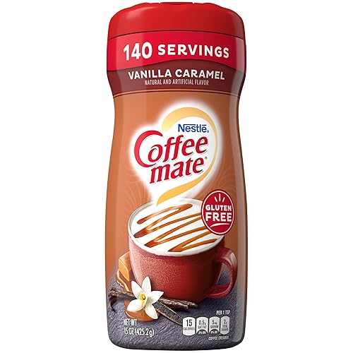 NESTLE COFFEE MATE VANILLA CARAMEL - Tarro de plástico abatible para café de 15 onzas - 005000025451