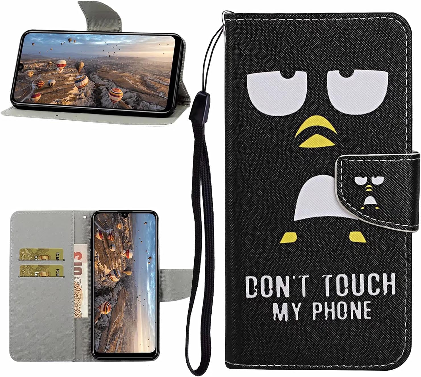 Miagon Full Body Wallet Case for Xiaomi Mi 11,Pu Leather Protective Flip Cover with Wrist Strap ID Card Holder Magnetic Closure,Penguin